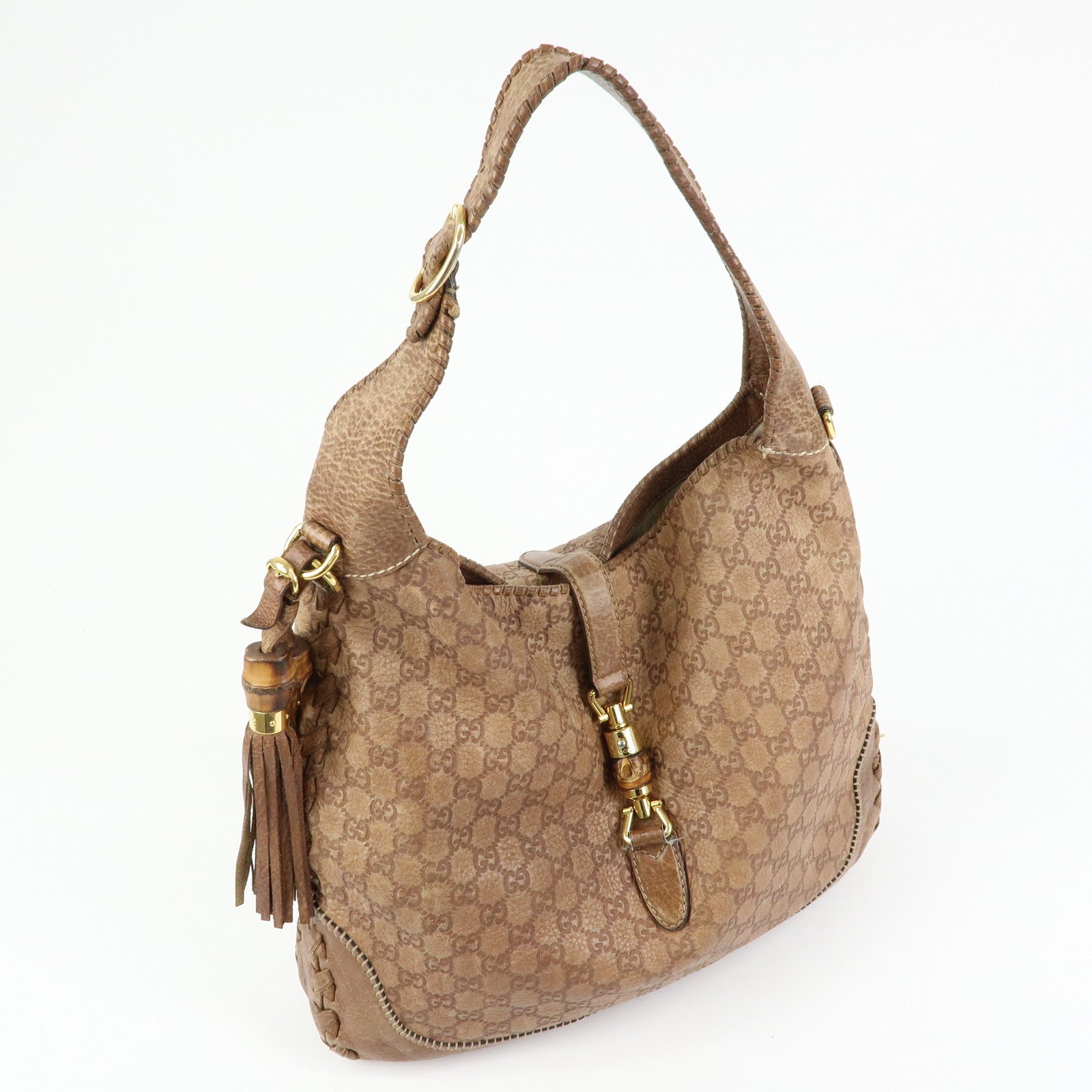 GUCCI Bamboo New Jackie Guccissima Leather Shoulder Bag 218491