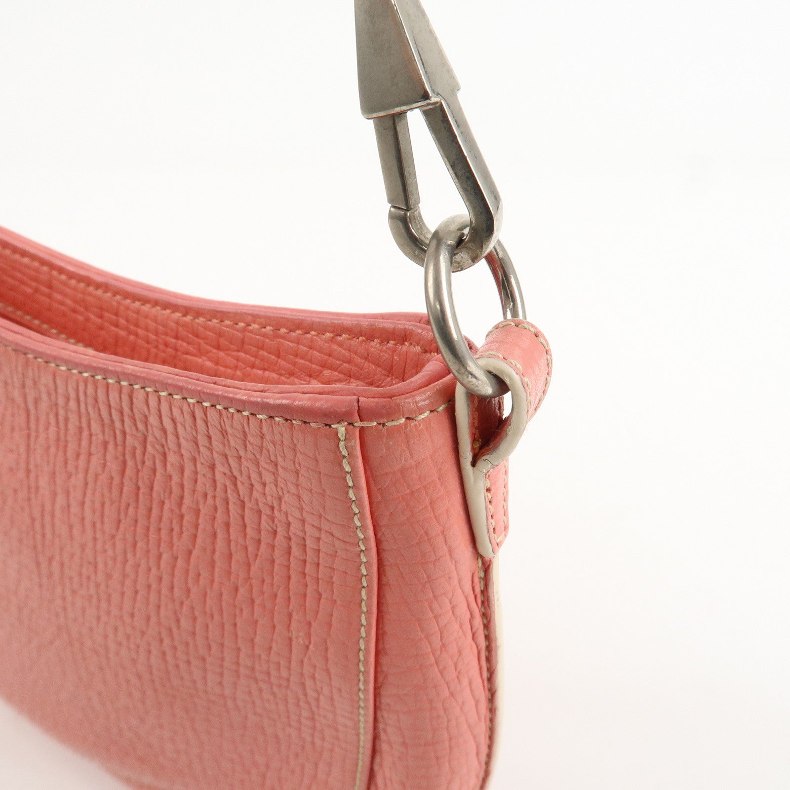 LOEWE Leather Shoulder Bag Hand Bag Pink Silver Hardware