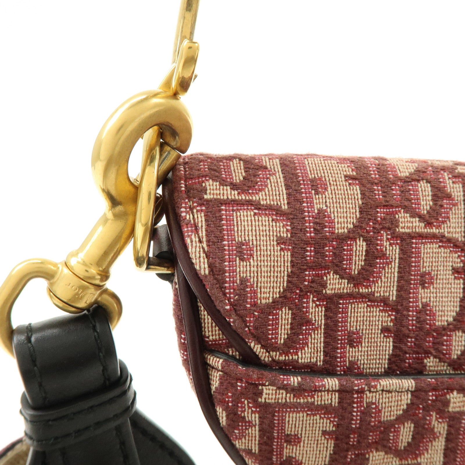 Christian Dior Oblique Jacquard Leather Mini Saddle Bag Hand Bag