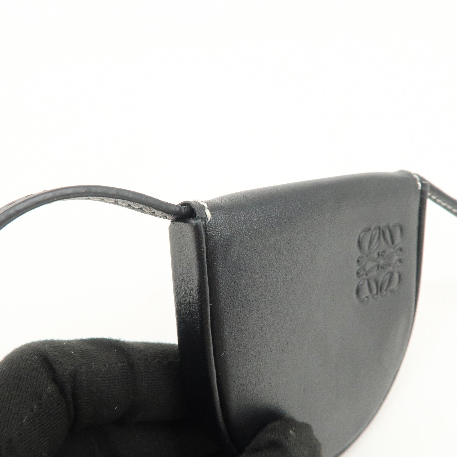LOEWE Anagram Logo Leather Coin Case Coin Purse Black