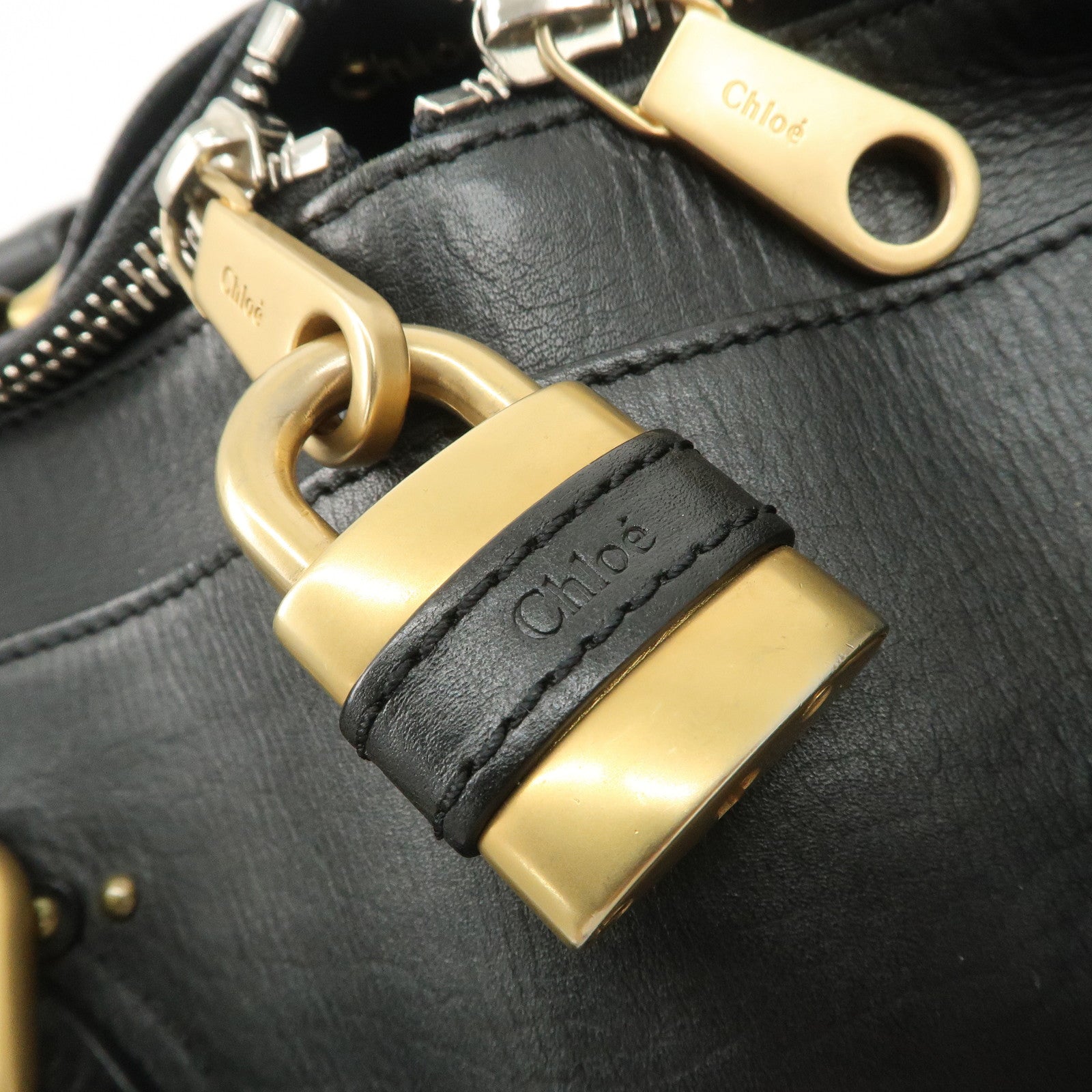 Chloe Paddington Leather Hand Bag Shoulder Bag Black
