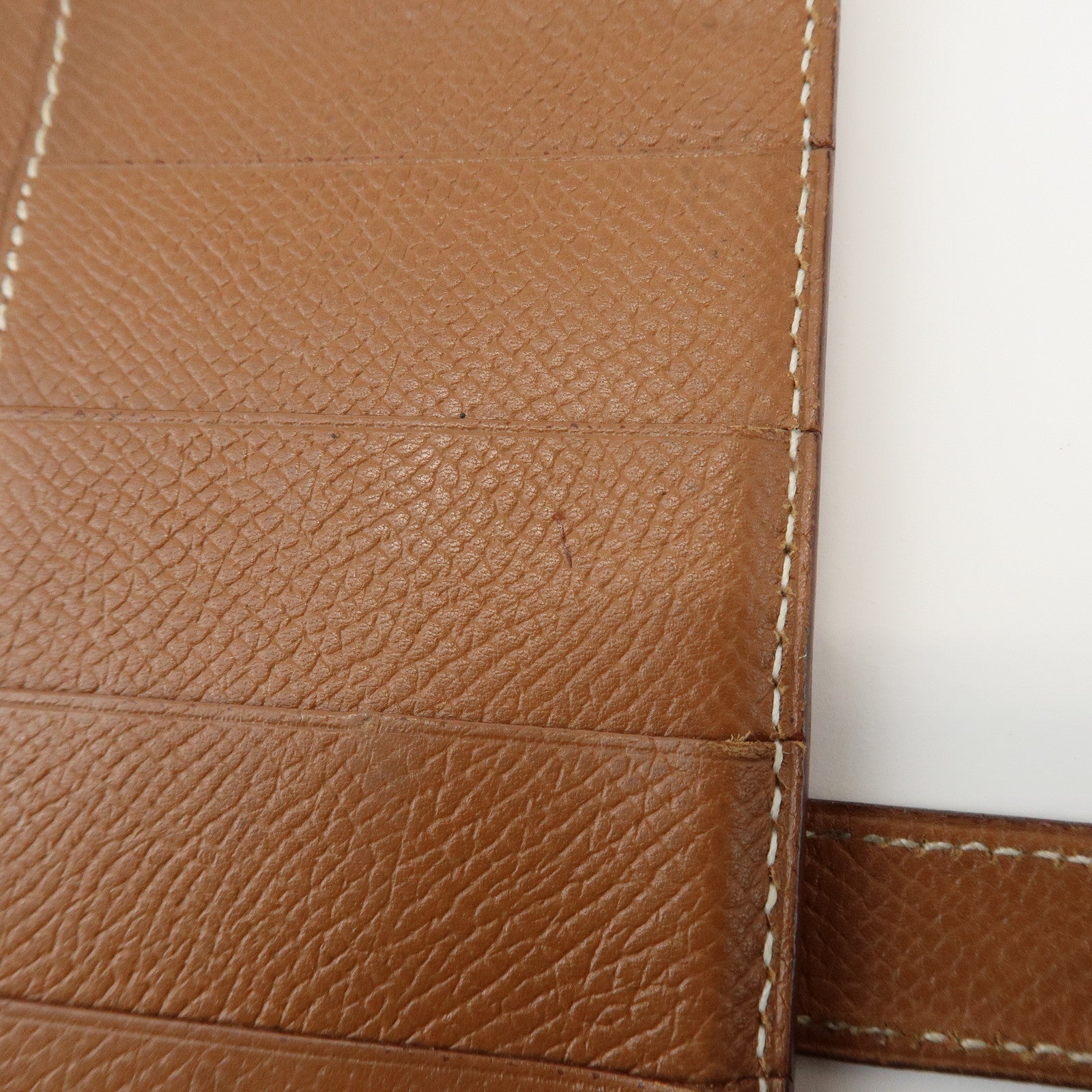 HERMES Béarn Classic Leather Long Wallet Chevrelle Gold
