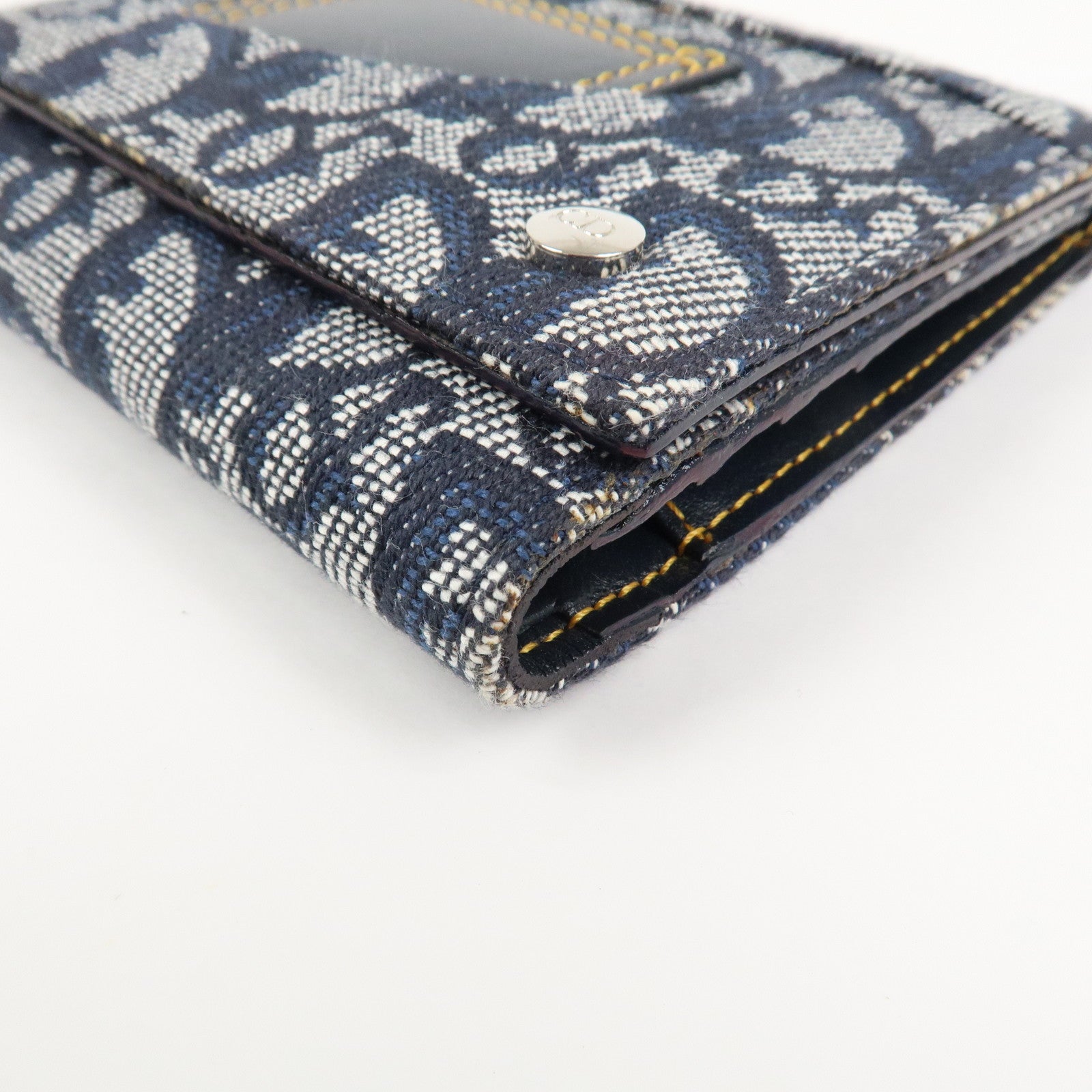 Christian Dior Trotter Canvas Leather Tri-fold Wallet Navy