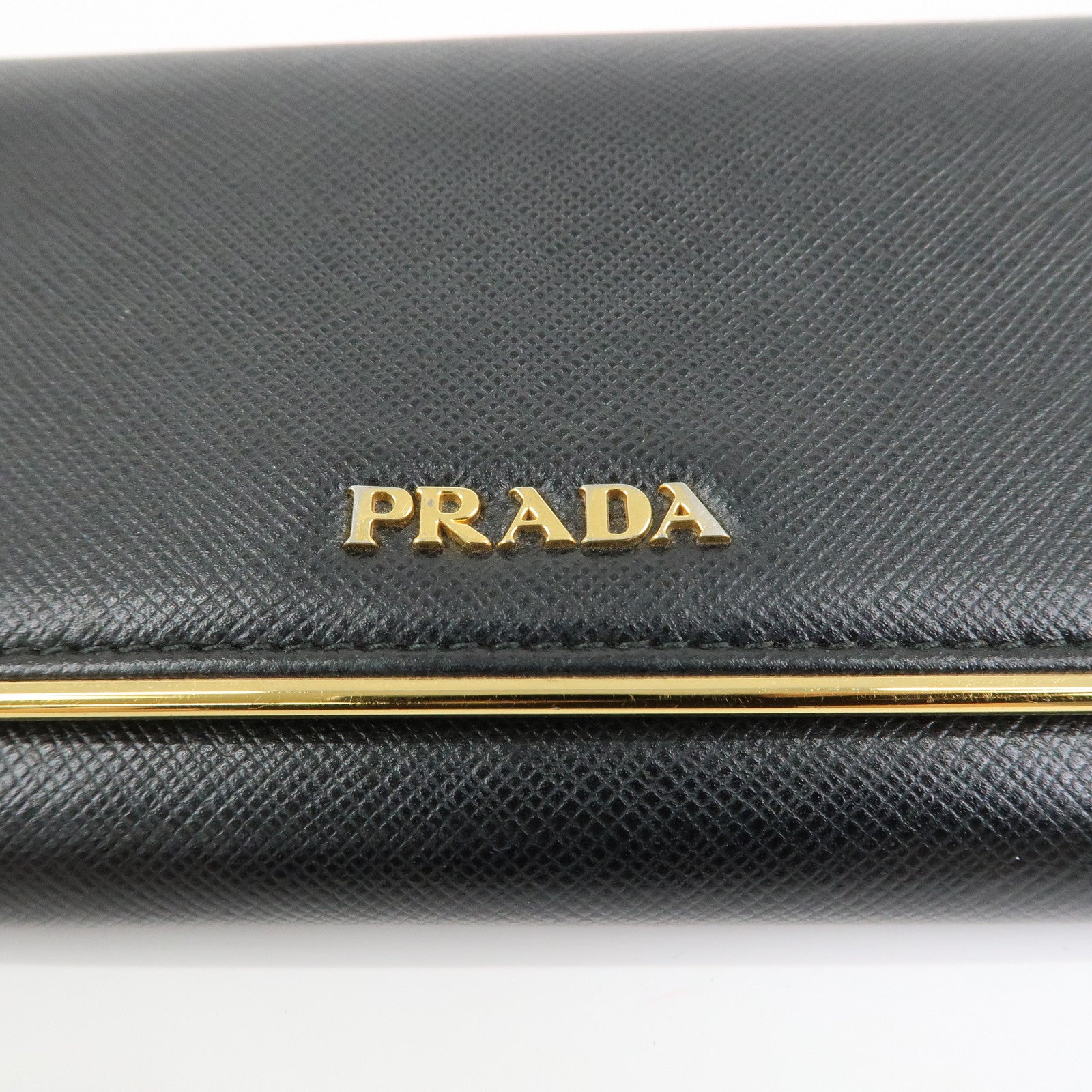 PRADA Saffiano Leather Flap Bi-Fold Long Wallet Black 1MH132