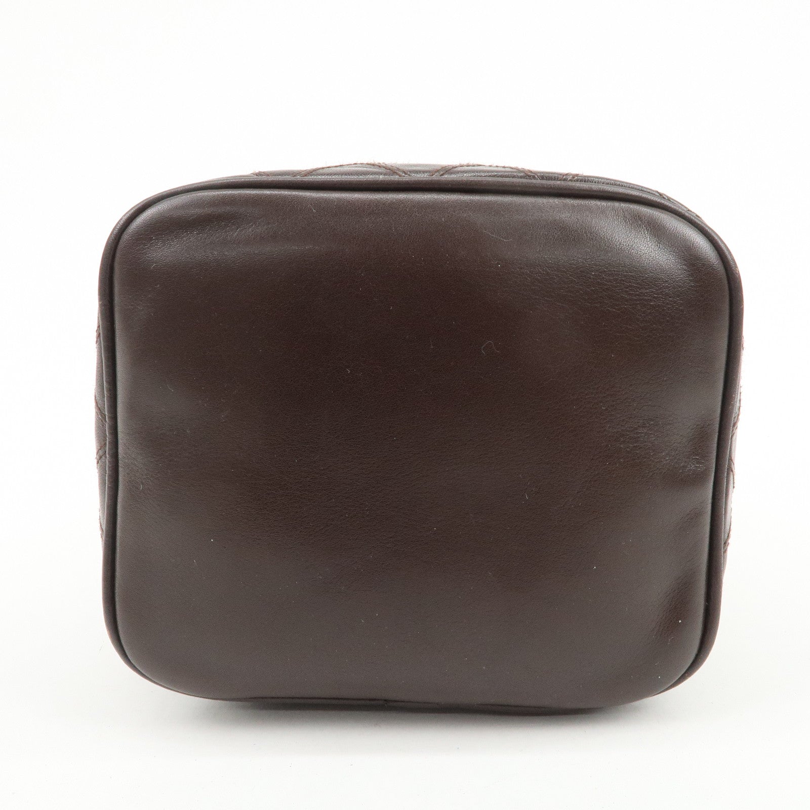 CHANEL Bicolore Lamb Skin Vanity Bag Hand Bag Brown A01619