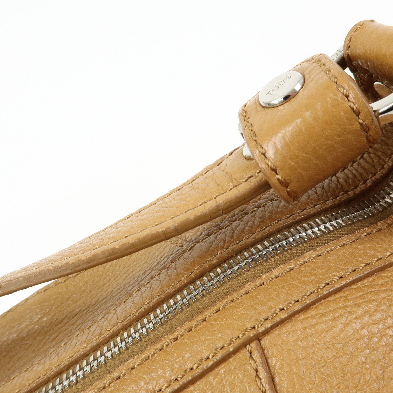 TOD'S Miky Leather Shoulder Bag Crossbody Bag Camel Light Brown