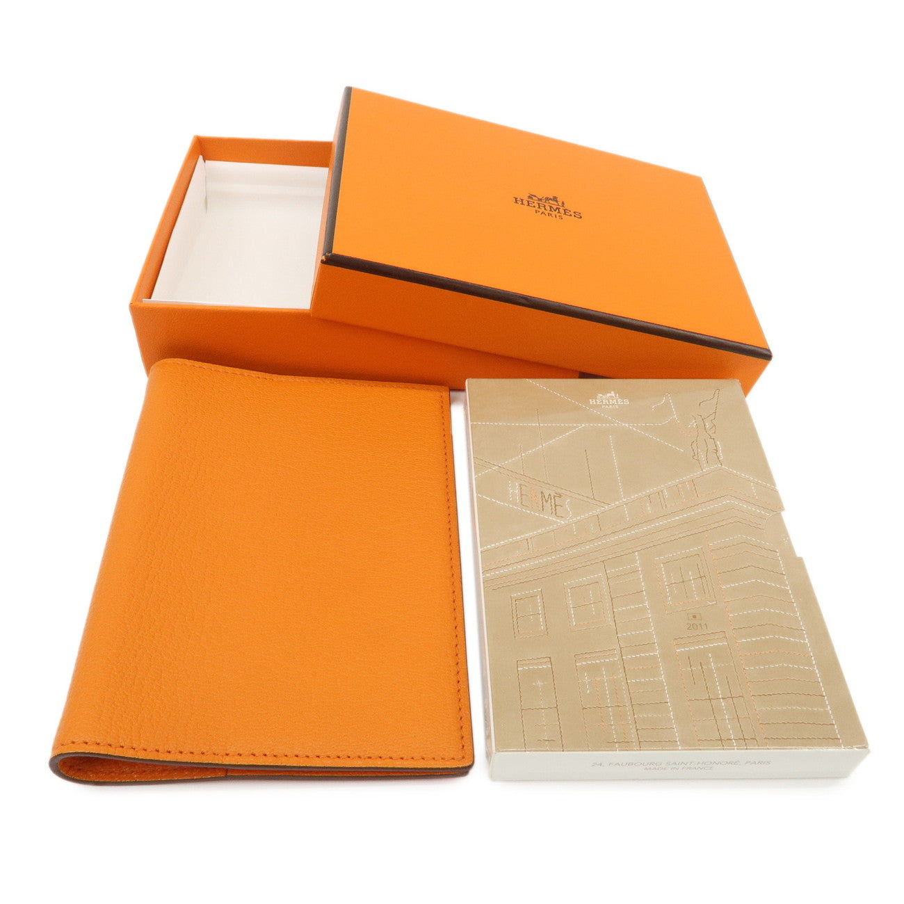 HERMES Leather N Stamped Agenda Mini Planner Cover Orange