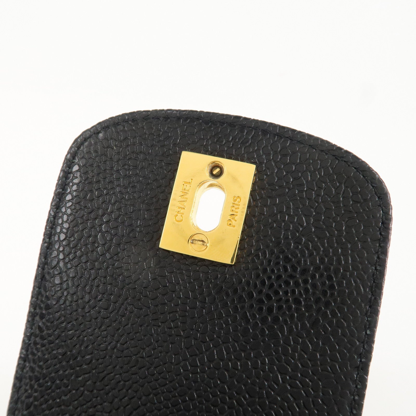 CHANEL COCO Mark Leather Chain Phone Shoulder Black Gold HDW3513453 Used