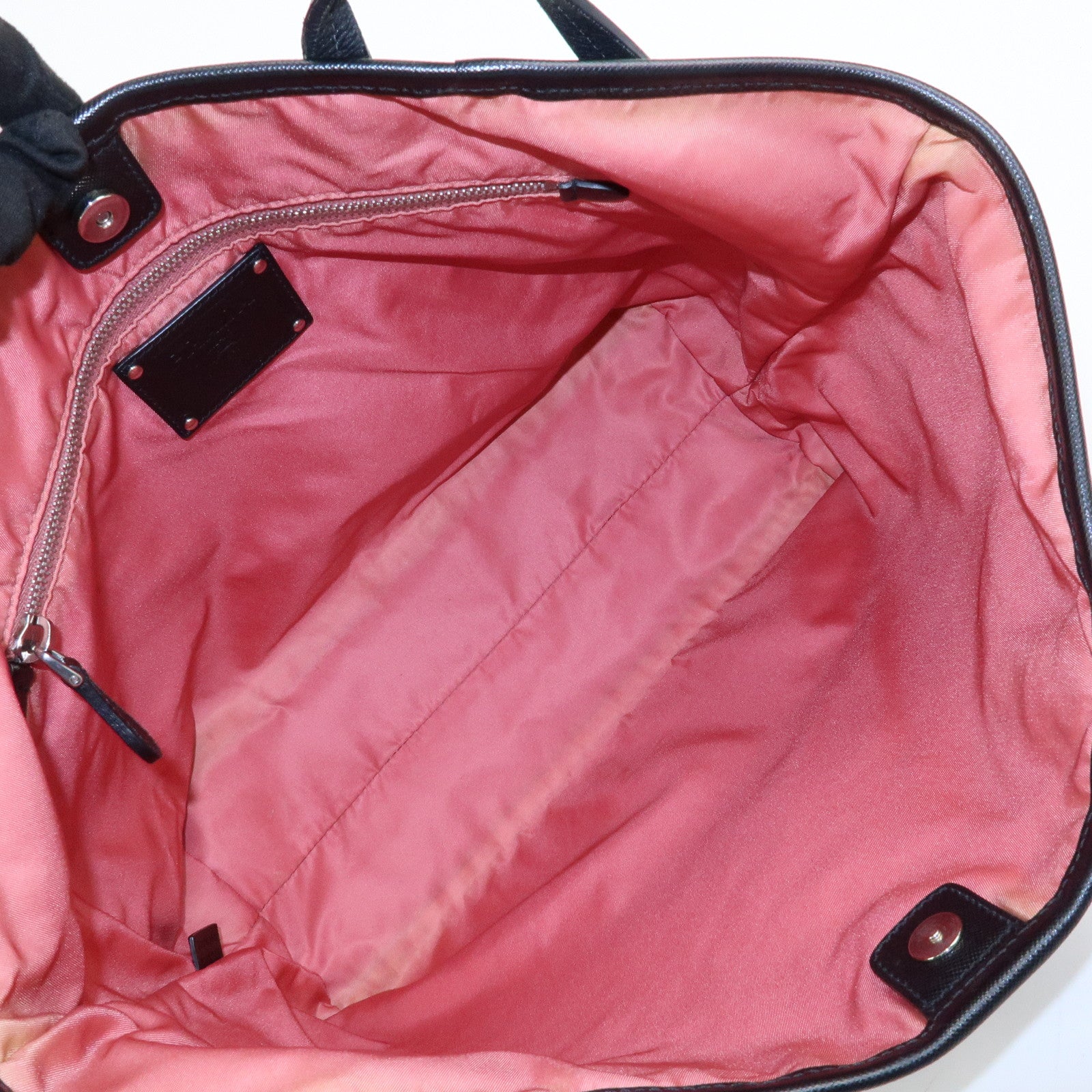 PRADA Logo Nylon Leather Tote Bag Shoulder Bag Hand Bag Black