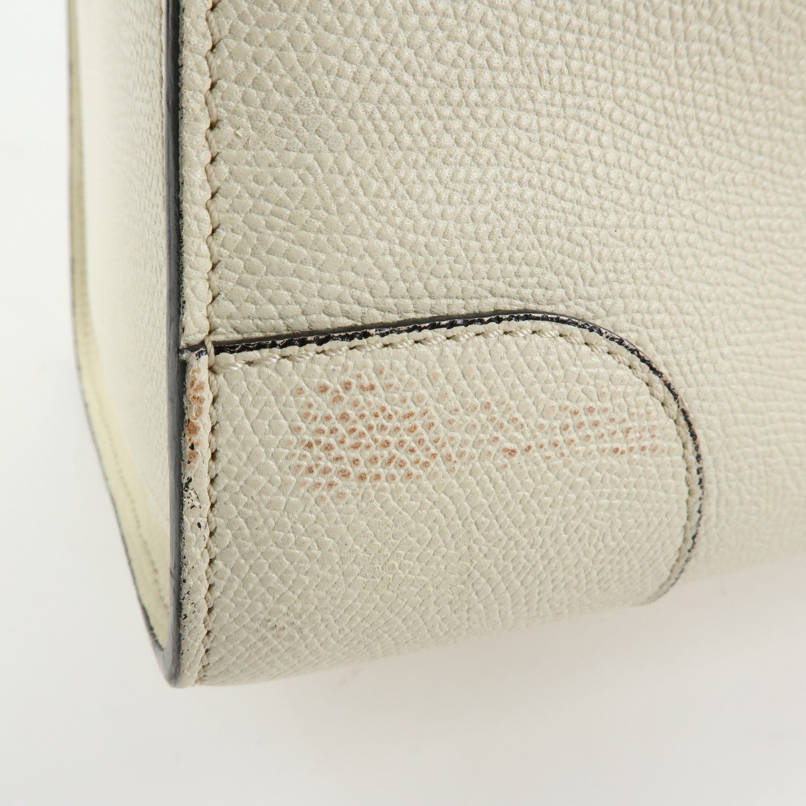 Valextra Babila Medium Leather Hand Bag Boston Bag White