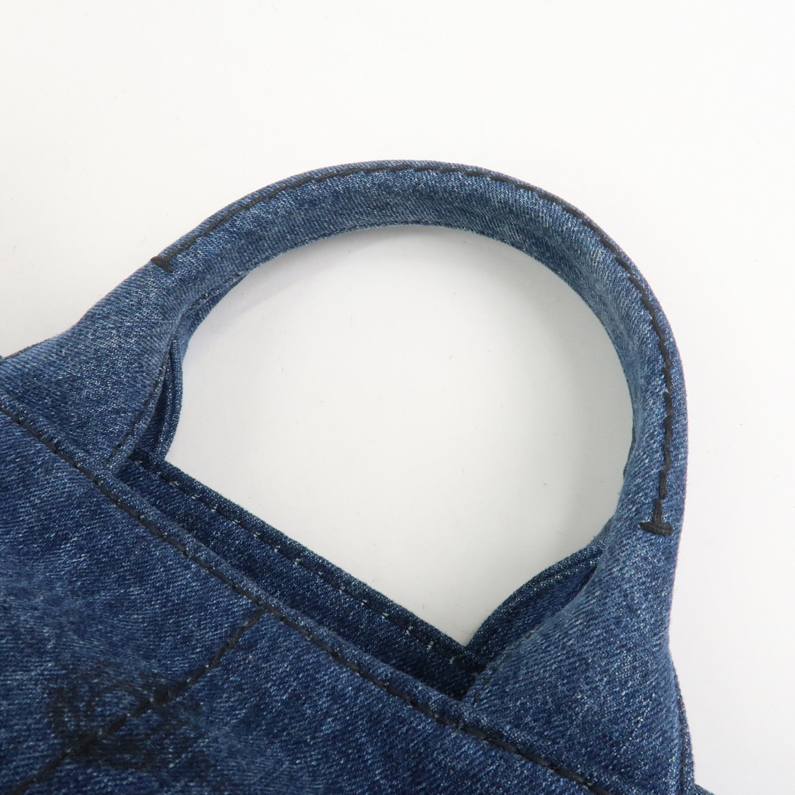 PRADA Denim Canapa Large 2Way Bag Tote Bag Shoulder Bag Navy B1872B