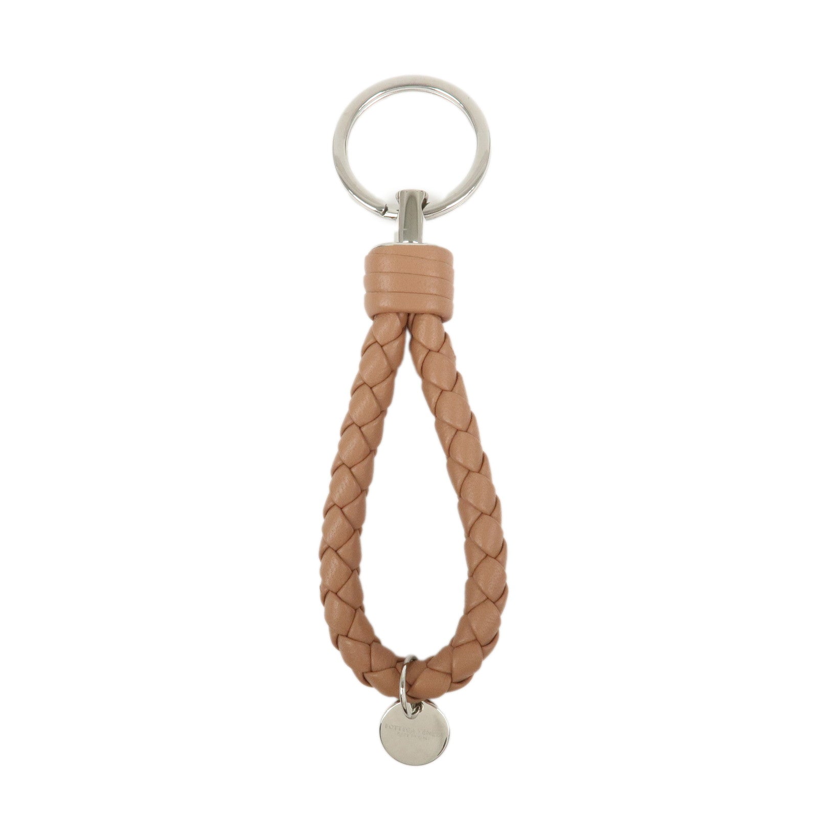 BOTTEGA VENETA Intrecciato Leather Key Holder Bag Charm Brown