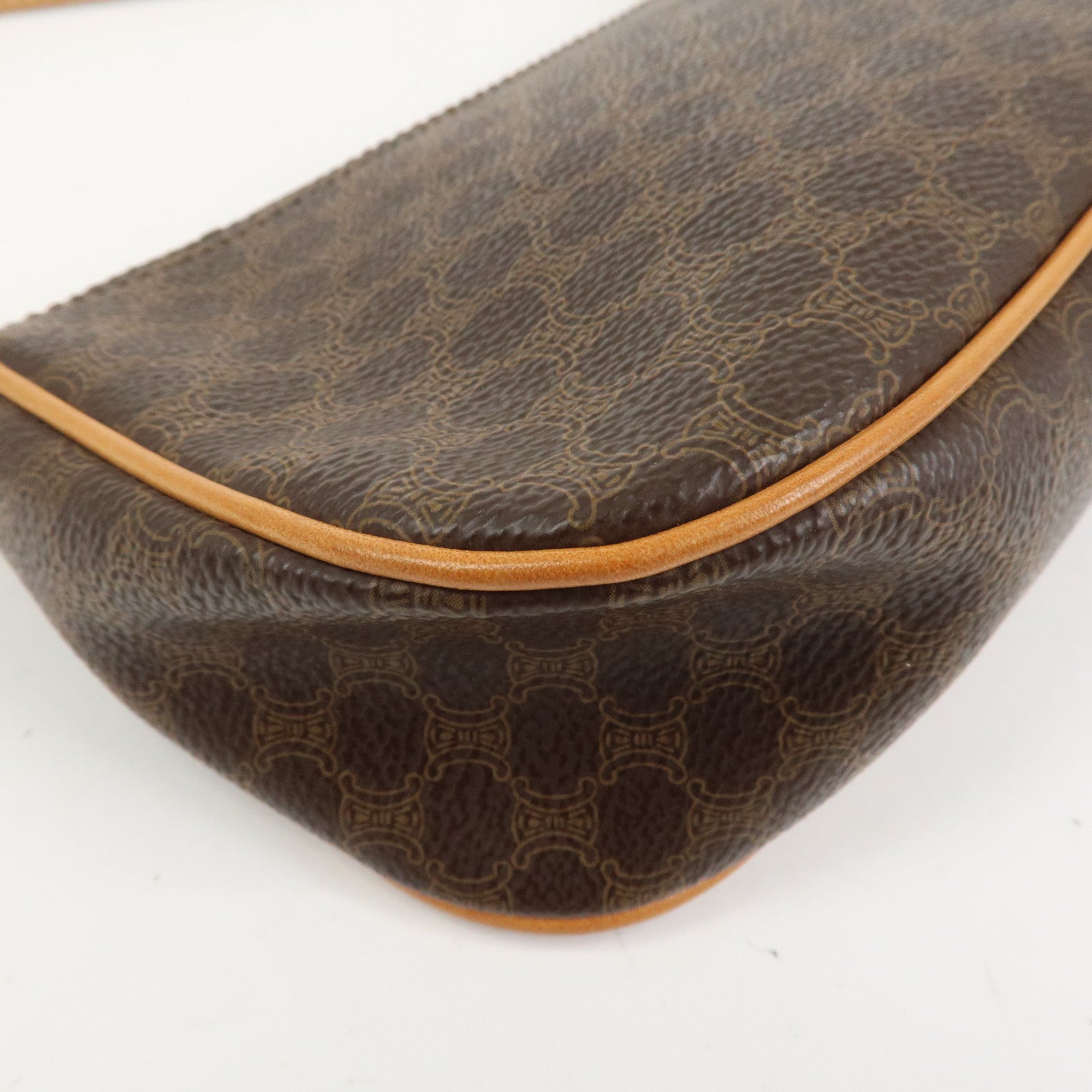 CELINE Macadam Logo PVC Leather Shoulder Bag Hand Bag Brown