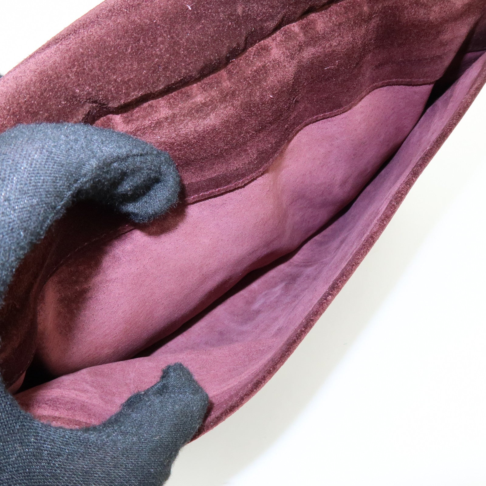 GUCCI Suede Wood Shoulder Bag Crossbody Bag Brown 002・1705