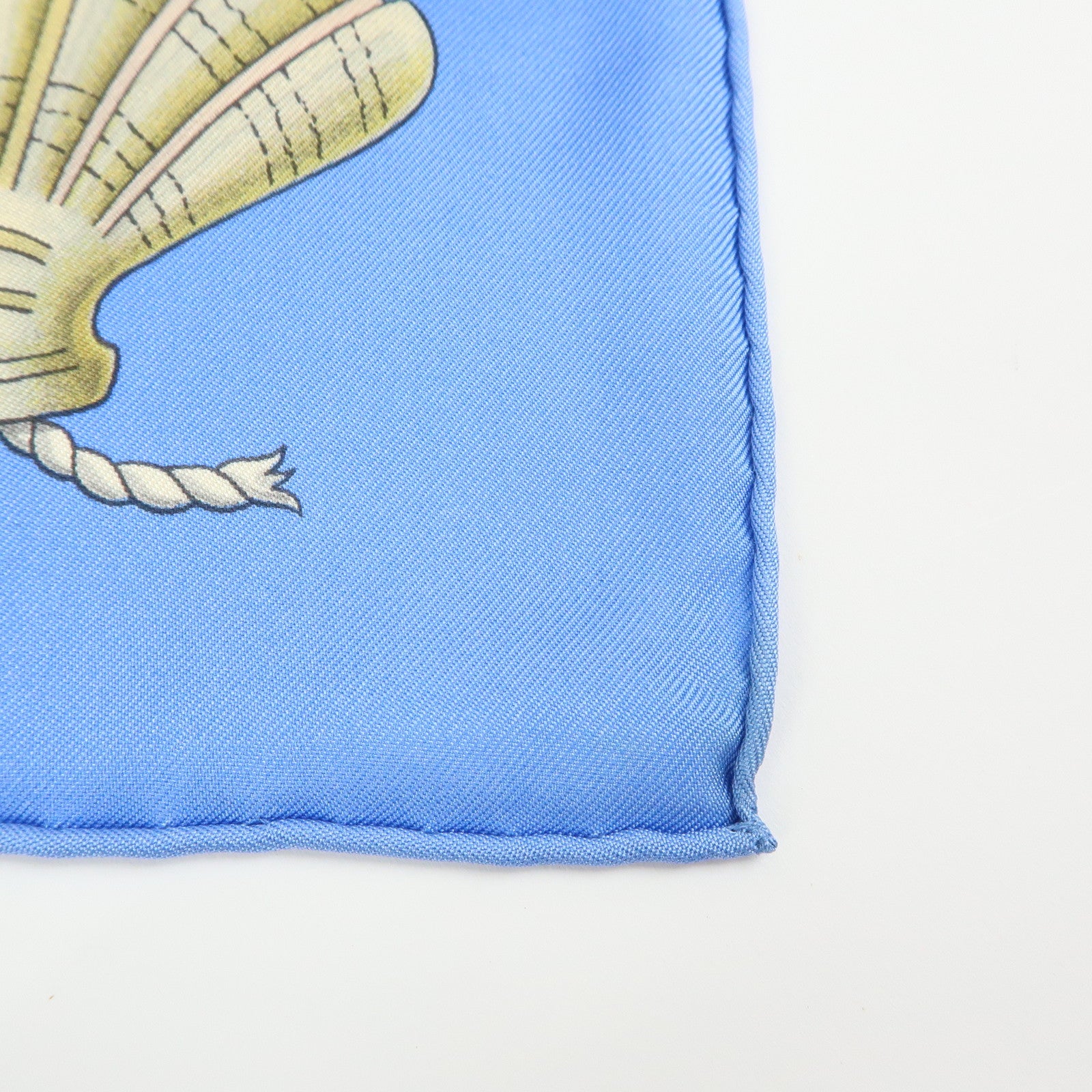 HERMES Carre 90 Silk 100% Scarf L'AIR MARIN Ship Print Blue Ivory