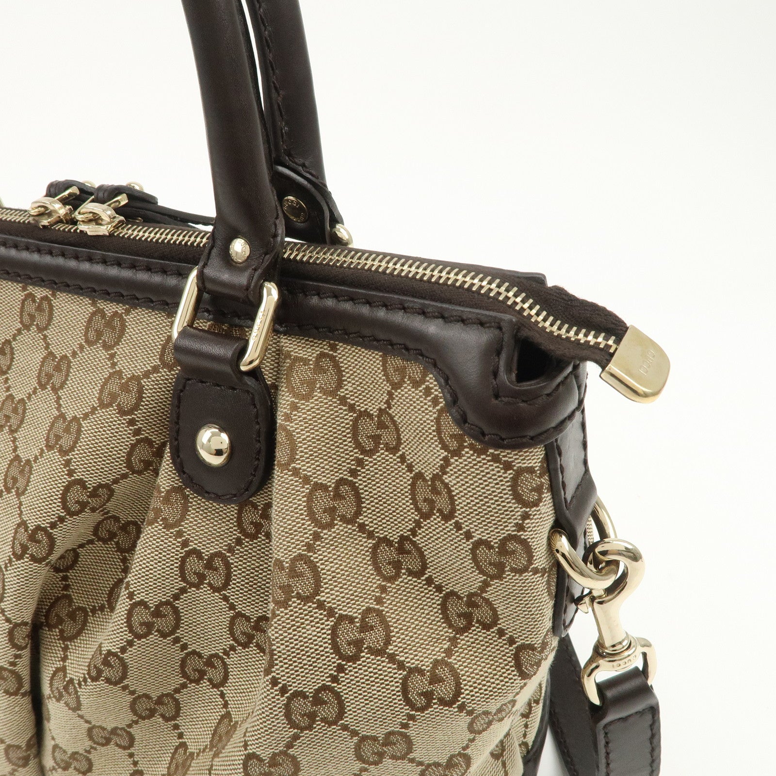 GUCCI Sukey Interlocking G Canvas Leather 2Way Shoulder Bag 247902