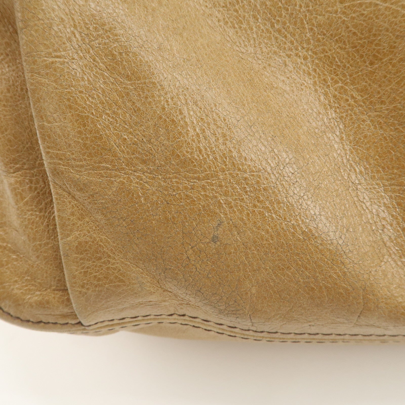 MIU MIU Leather Shoulder Bag Hand Bag Beige Gold Hardware