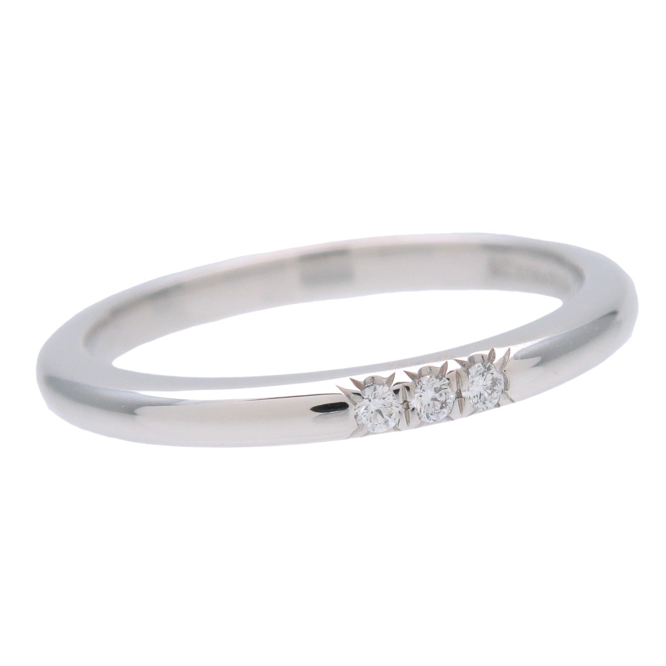 Tiffany & Co Classic Band 3P Diamond Ring PT950 Platinum US5 EU49
