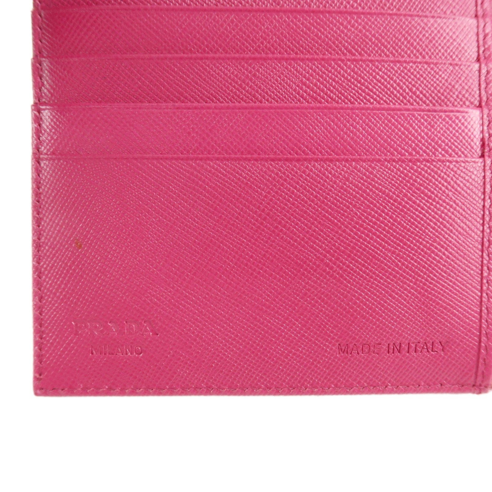 PRADA Triangle Logo Nylon Saffiano Leather Tri-Fold Wallet Pink 1M0170 Used