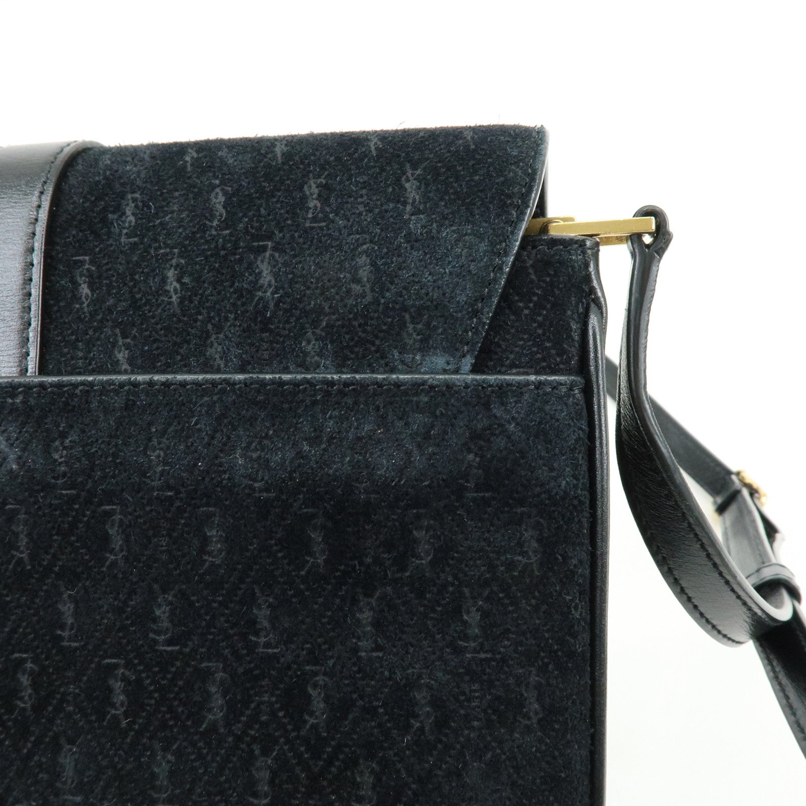 SAINT LAURENT PARIS Le Monogram Suede Leather Shoulder Bag Black