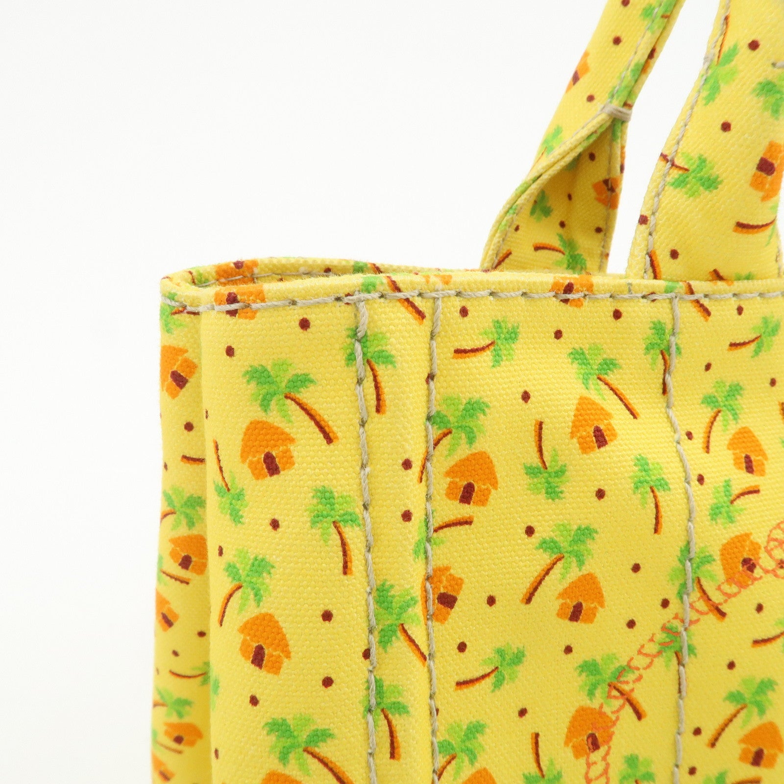 PRADA Canapa Mini Canvas 2Way Bag Hand Bag Yellow Orange 1BG439