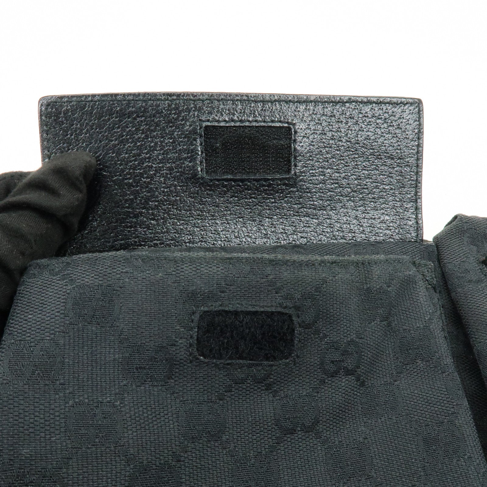 GUCCI GG Canvas Leather Waist Bag Crossbody Bag Black 28566