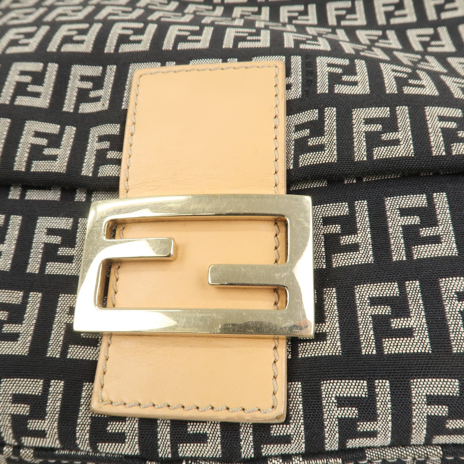 FENDI Mamma Baguette Canvas Leather Shoulder Bag 8BR001