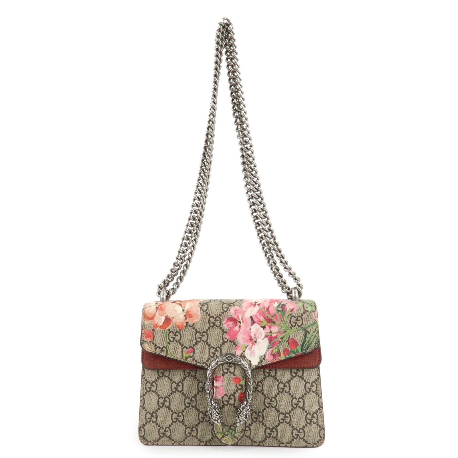 GUCCI Dionysus GG Blooms GG Supreme Shoulder Bag Beige Red 421970 Used