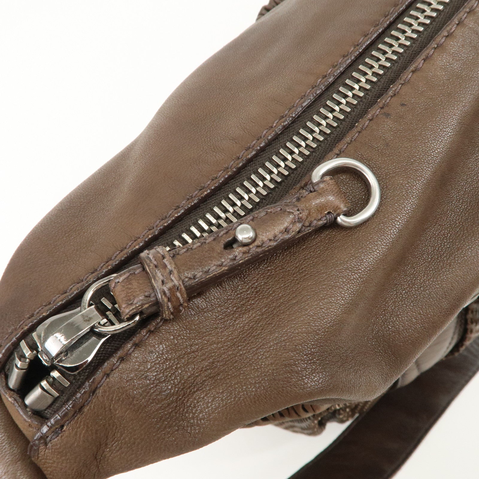 MIU MIU Logo Leather Shoulder Bag Crossbody Bag Brown