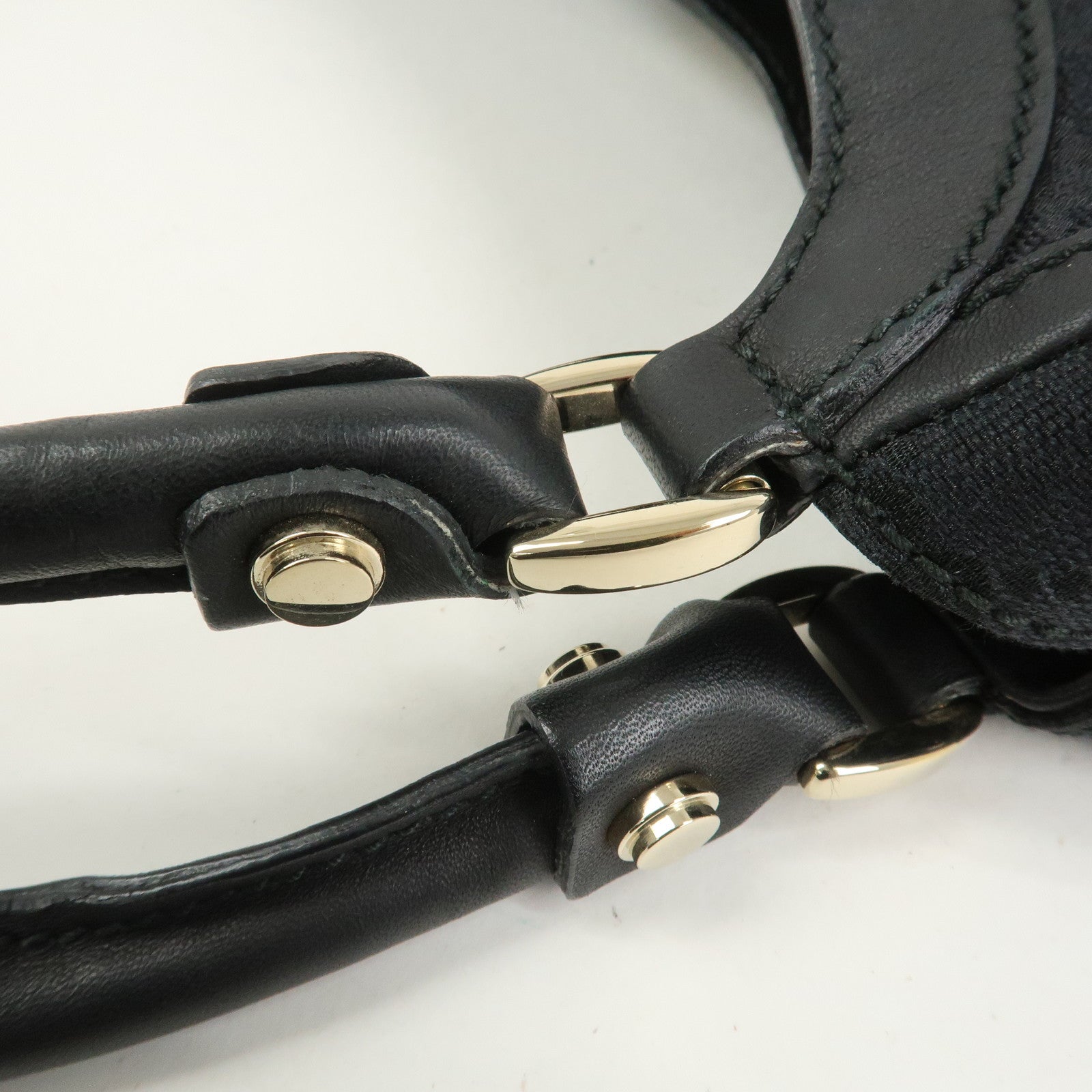 GUCCI Abbey GG Canvas Leather Shoulder Bag Hand Bag Black 189835