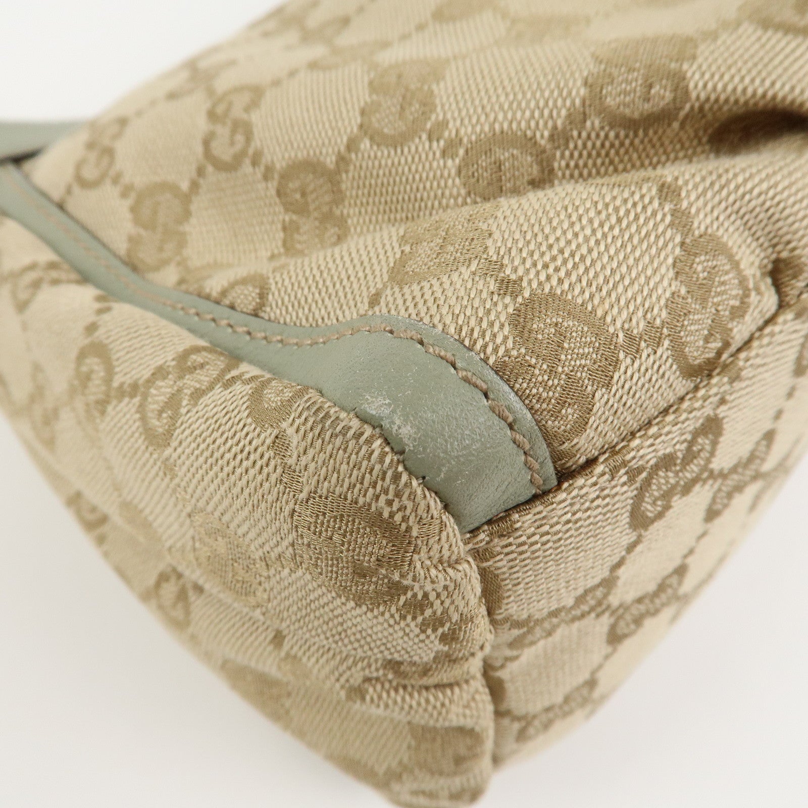 GUCCI Abbey GG Canvas Leather Shoulder Hand Bag Beige Green 190525