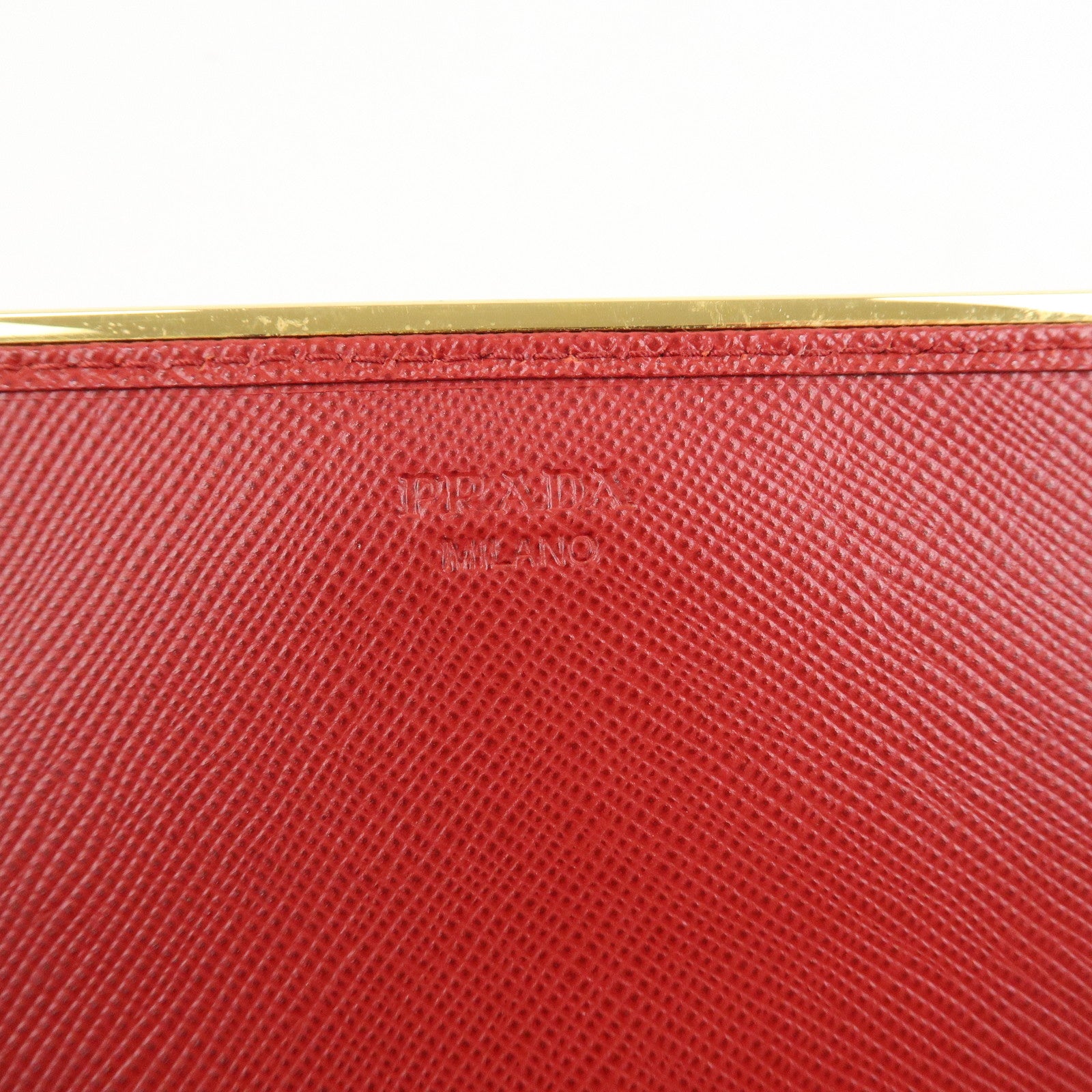 PRADA Saffiano Leather Shoulder Long Wallet Red 1M1437