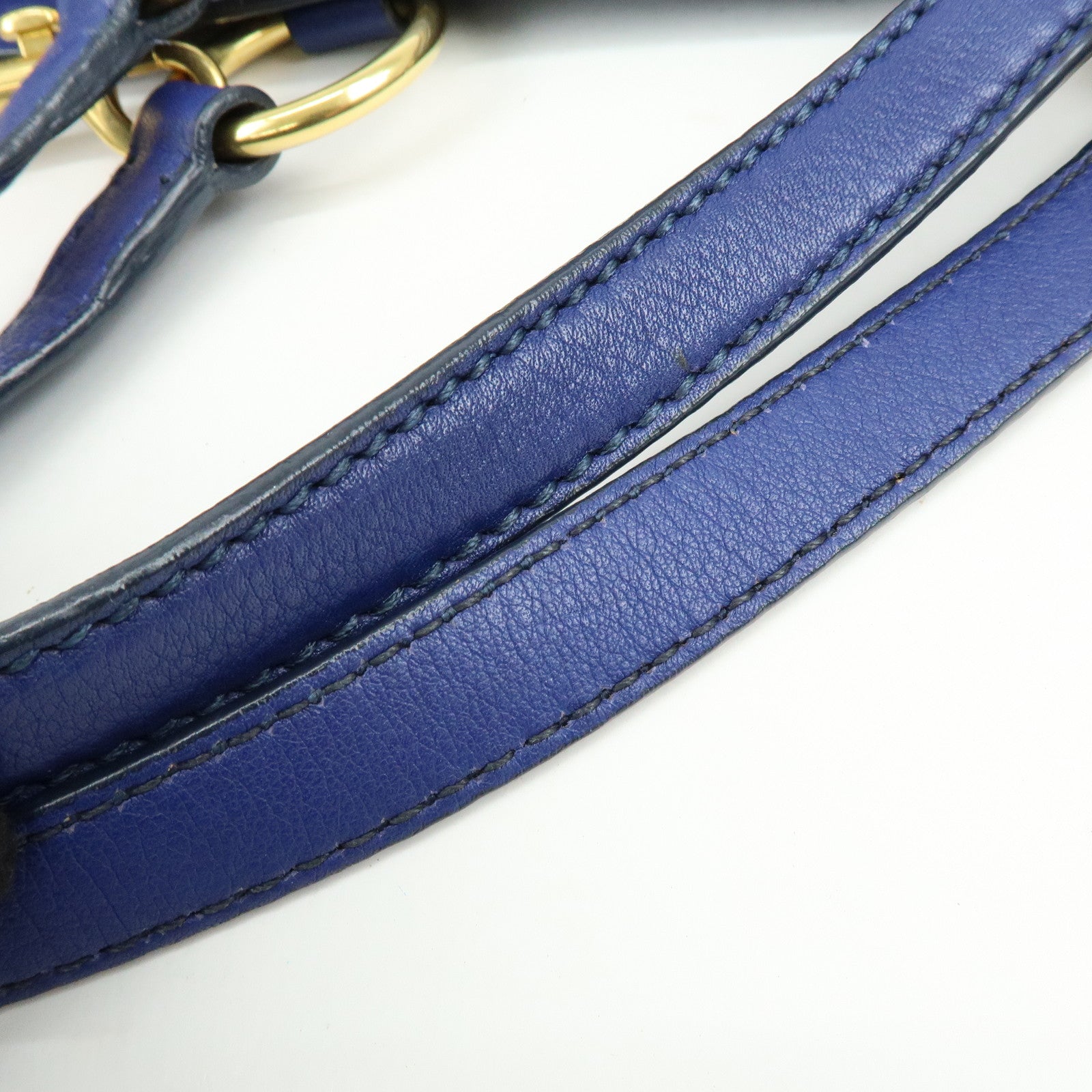 MIU MIU Leather 2Way Bag Hand Bag Shoulder Bag Blue