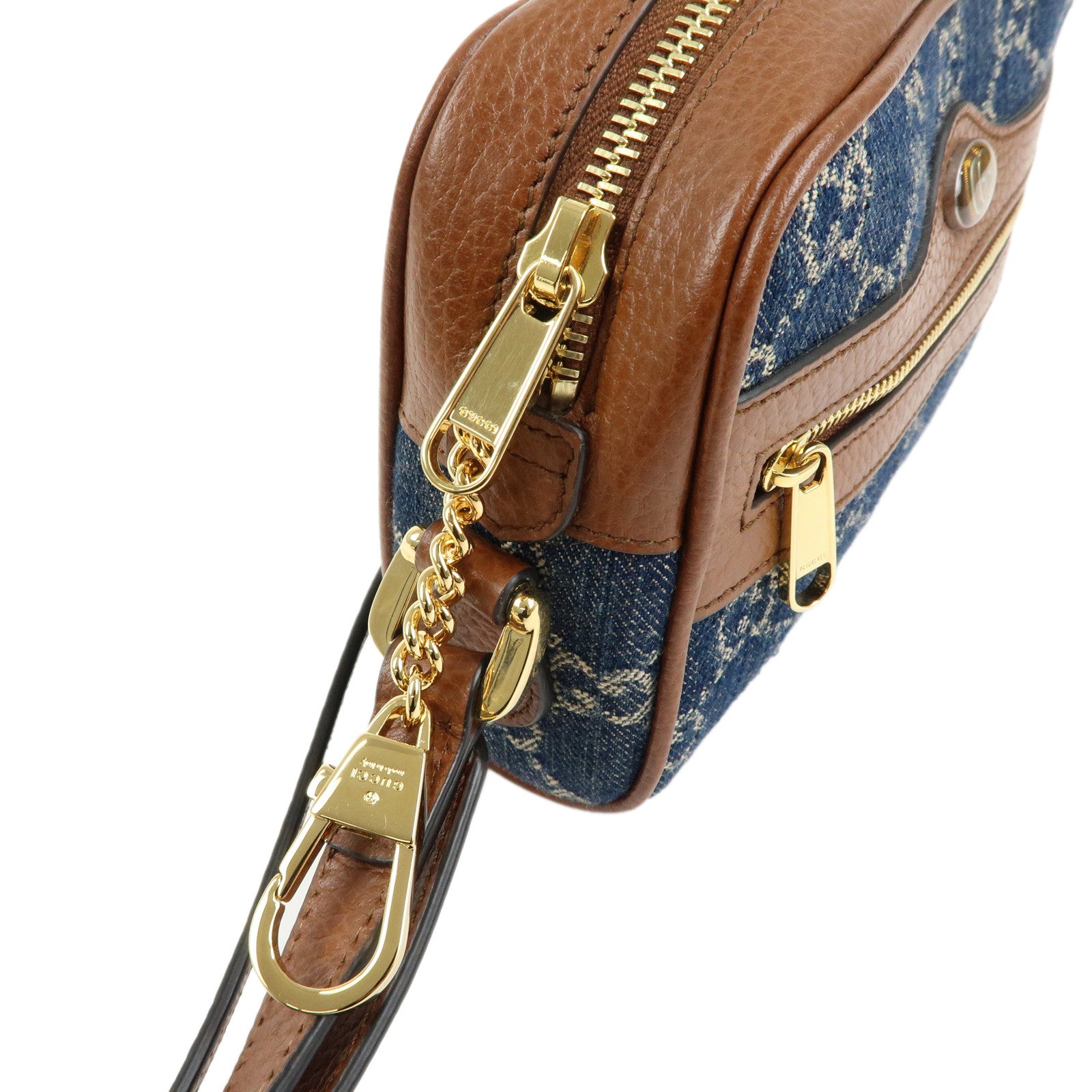 GUCCI Ophidia GG Denim Leather Shoulder Bag Crossbody Bag 517350