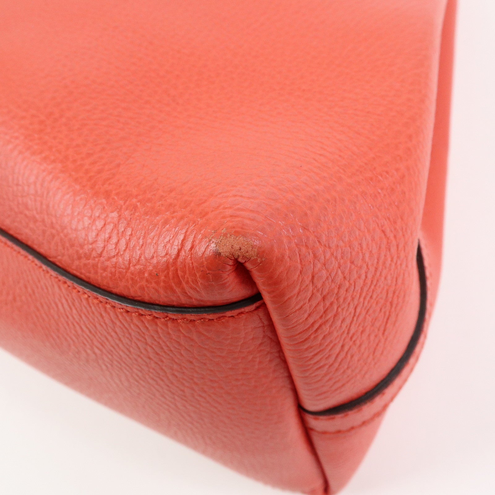 GUCCI Logo Leather Tote Bag Shoulder Bag Hand Bag Red 380118