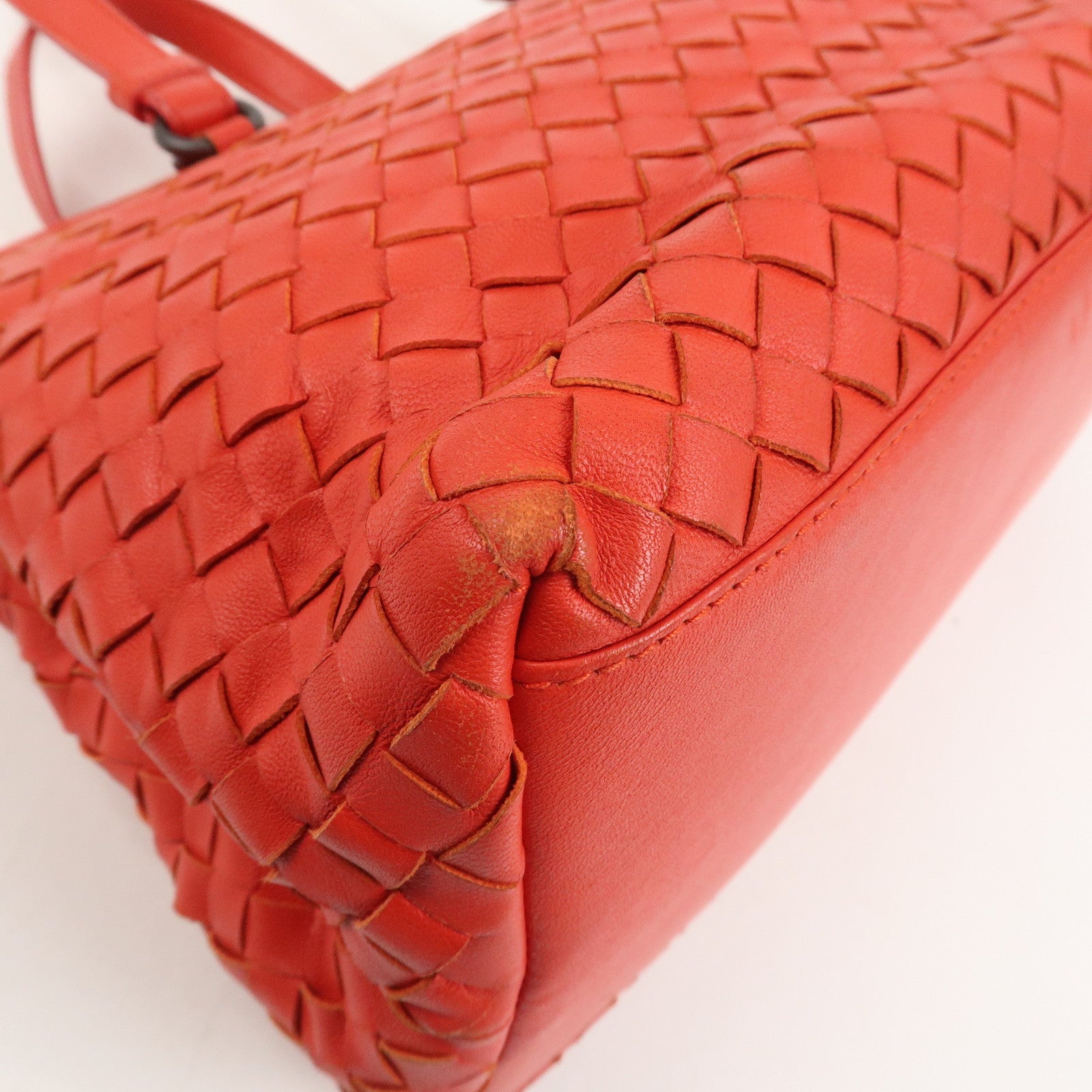 BOTTEGA VENETA Intrecciato Nappa Leather Hand Bag Red