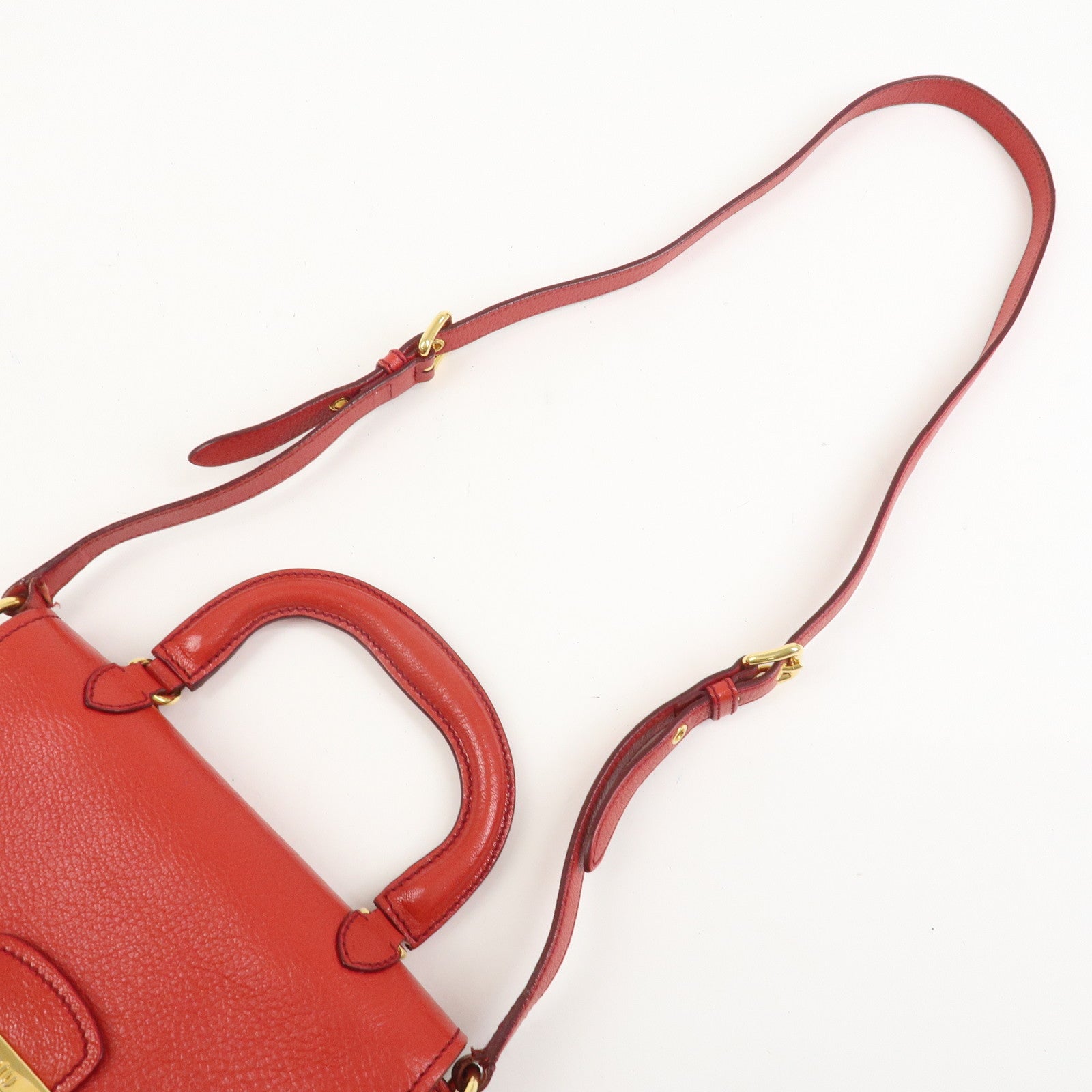 MIU MIU Madras Leather 2Way Bag Hand Bag Shoulder Bag Red RTC460