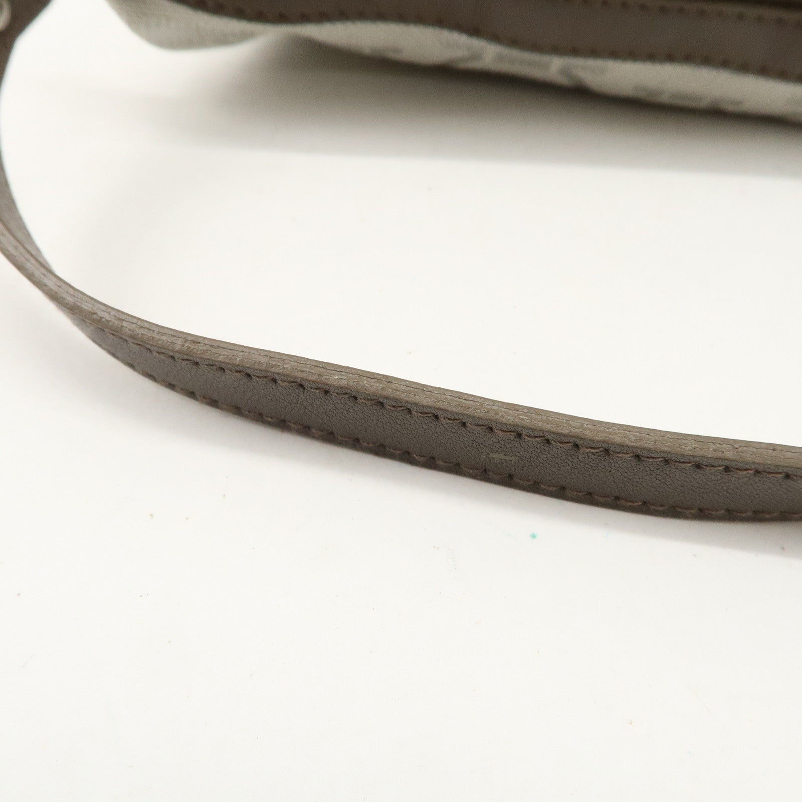 Ferragamo Gancini Leather Canvas Shoulder Bag Brown Silver Used