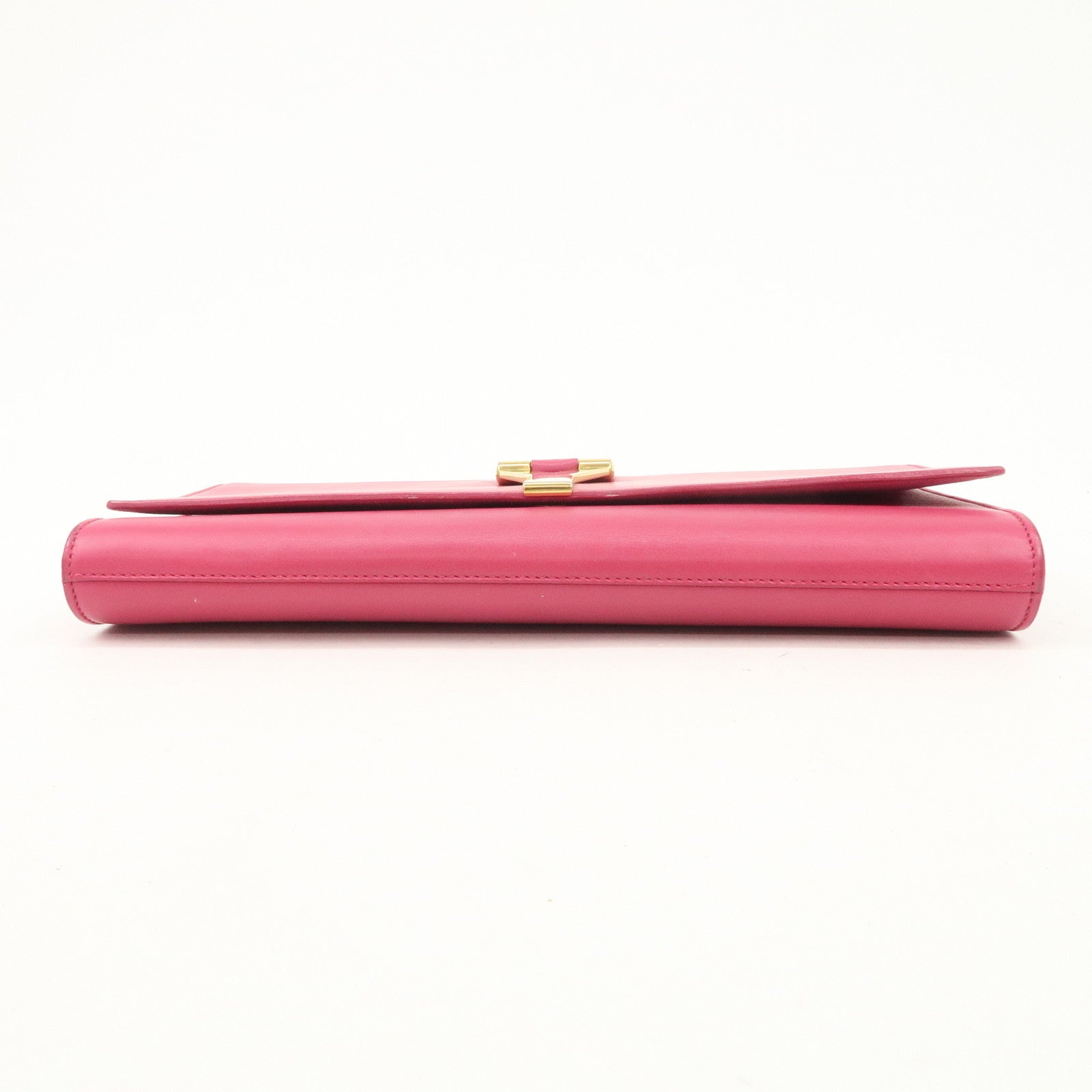 SAINT LAURENT PARIS Leather Clutch Bag Pink Gold HDW Used