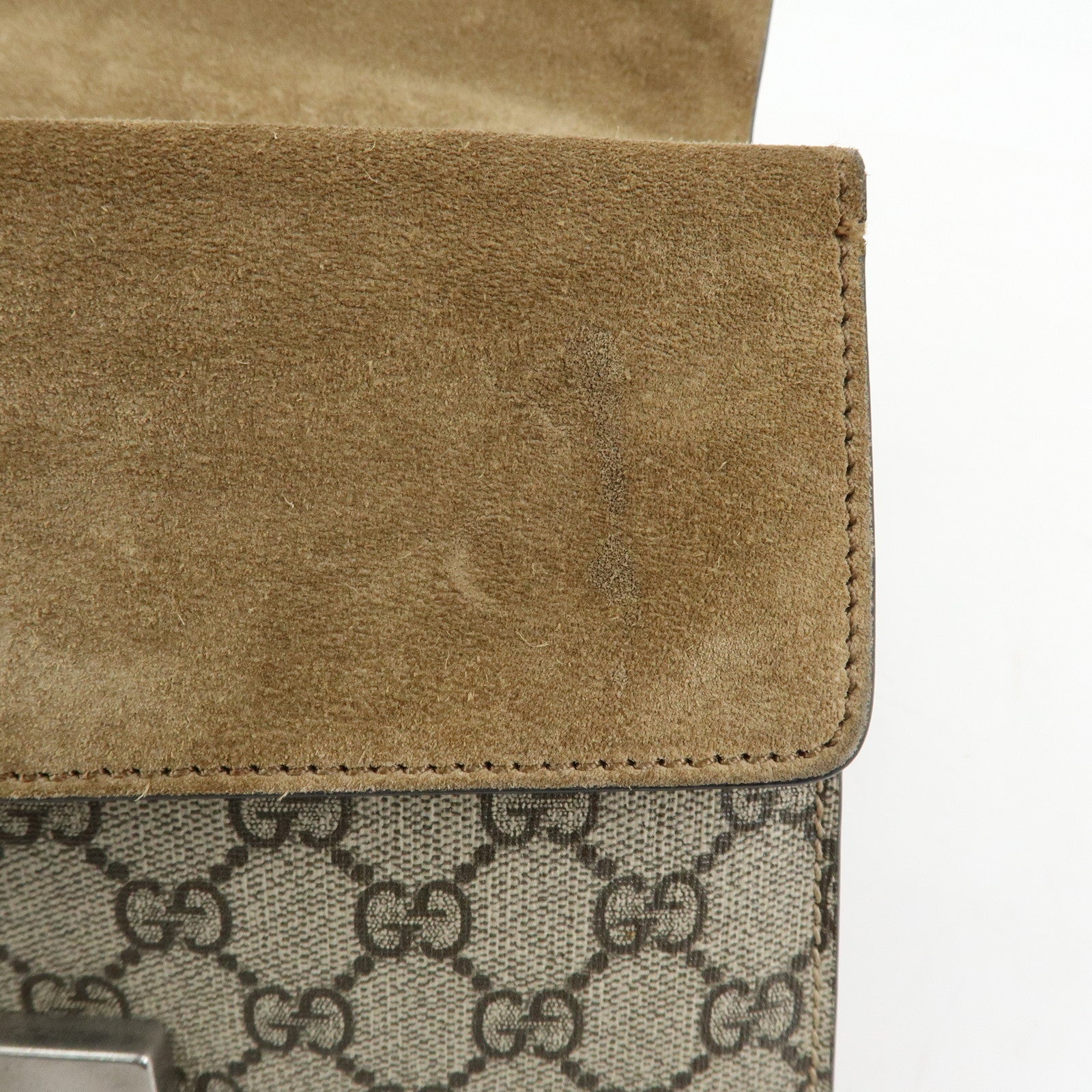 GUCCI Dionysus GG Supreme Suede Shoulder Bag Beige Brown 421970