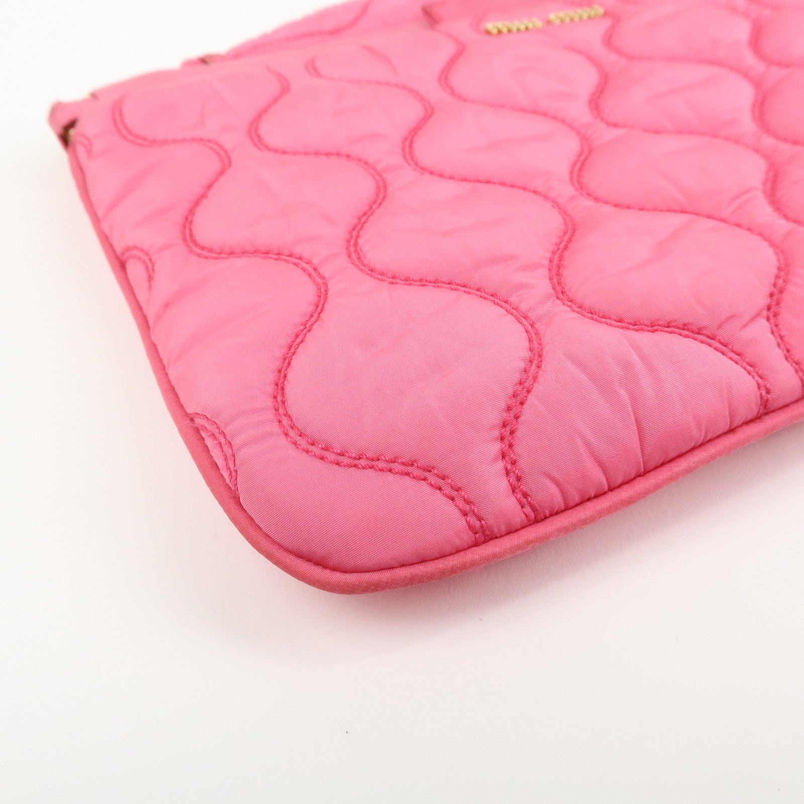 MIU MIU Nylon Clutch Bag Wristlet Bag Pink 5N1851