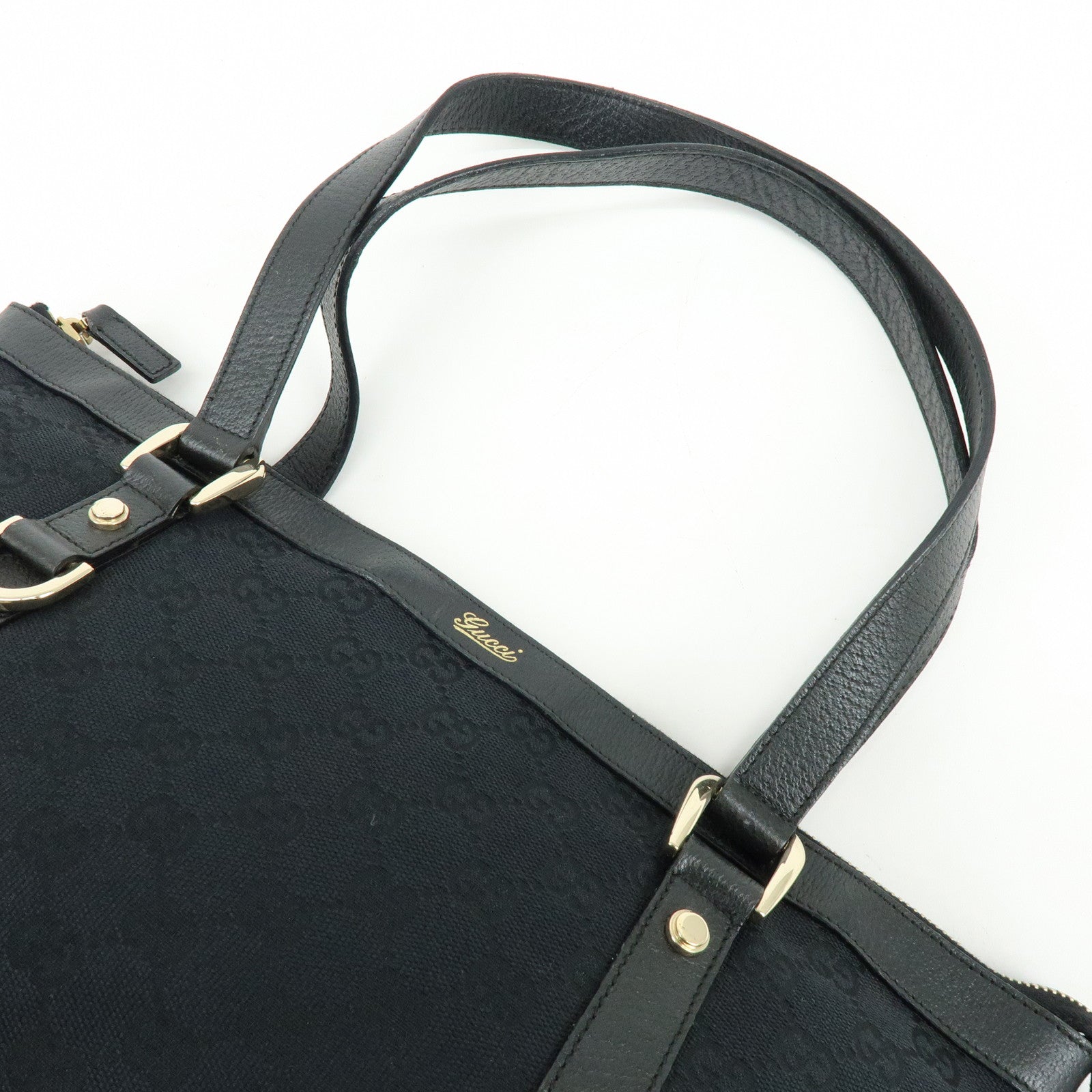 GUCCI Abbey GG Canvas Leather Tote Bag Shoulder Bag Black 141470