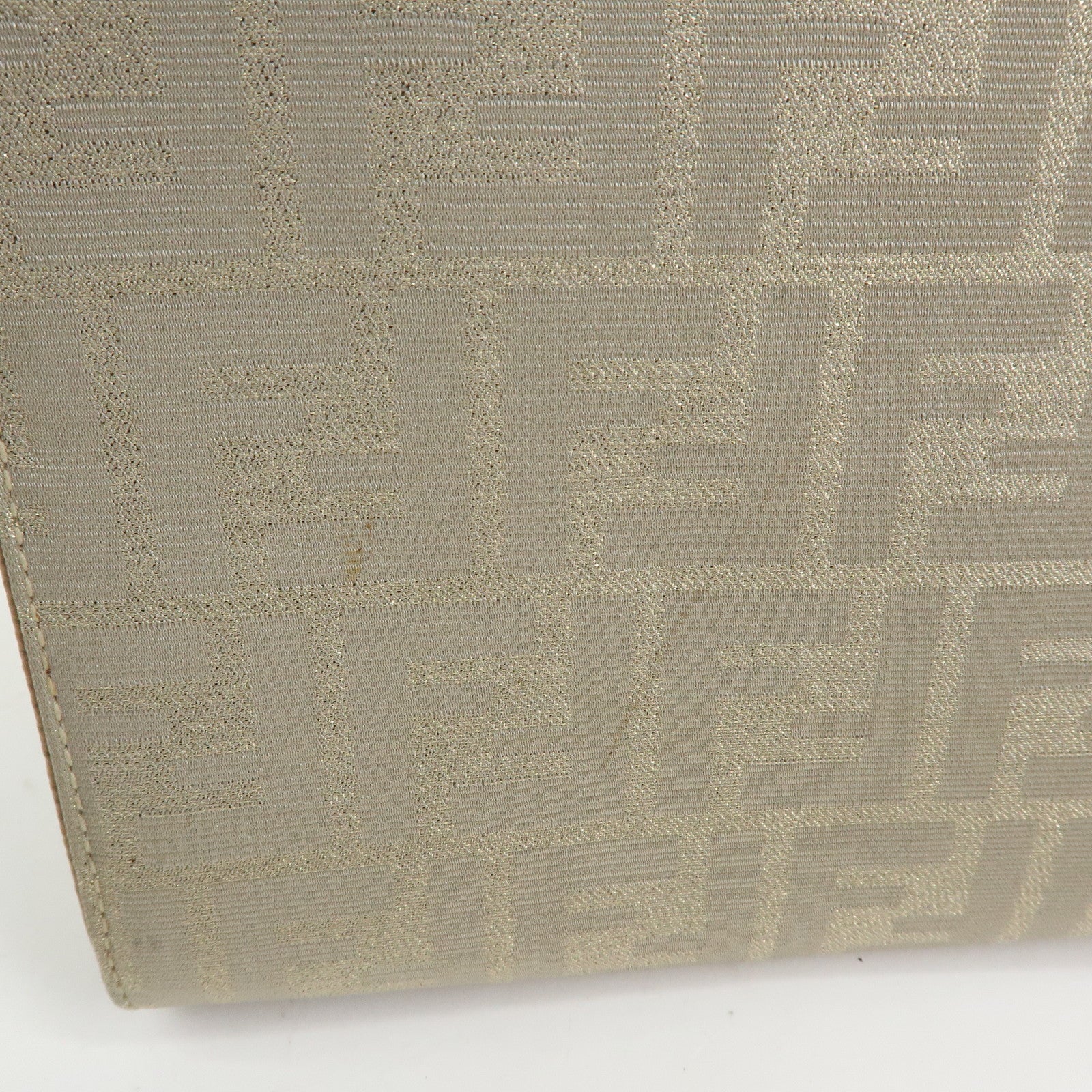 FENDI Zucca Canvas Leather Shoulder Bag Beige