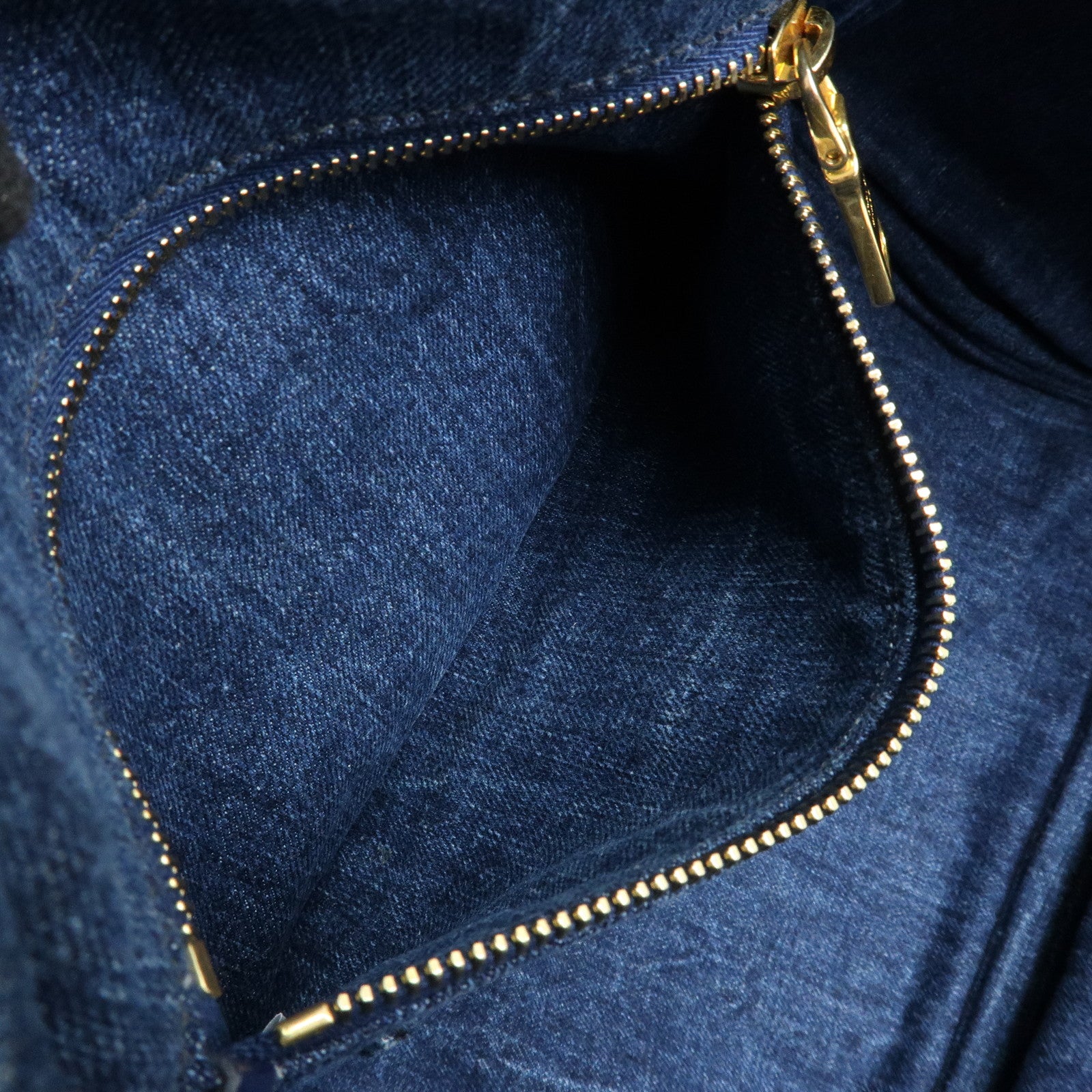 PRADA Triangle Logto Canapa Denim Tote Bag Hand Bag Blue B1877B