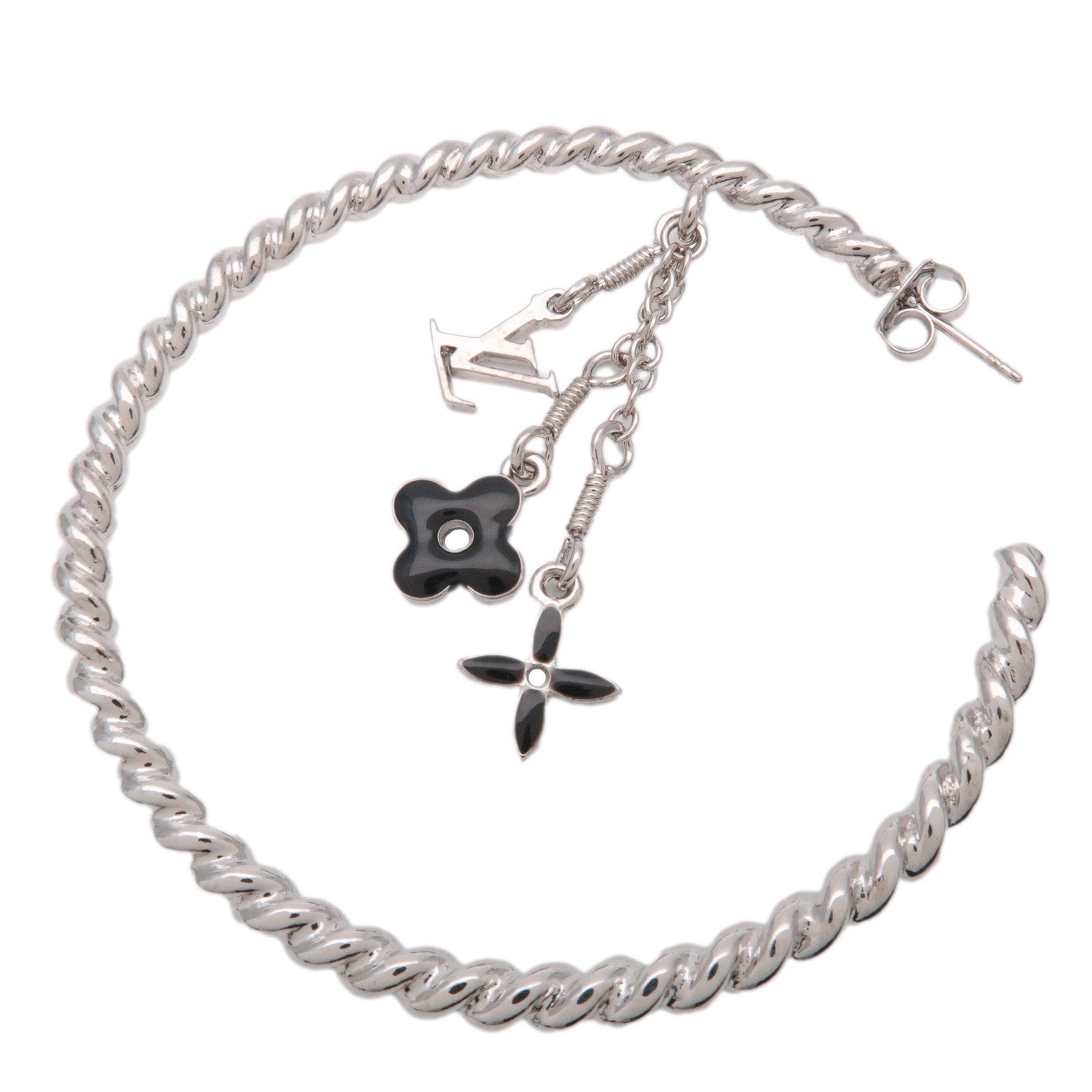 Louis Vuitton Creole Sweet Monogram Metal Earrings Silver M65679 Used