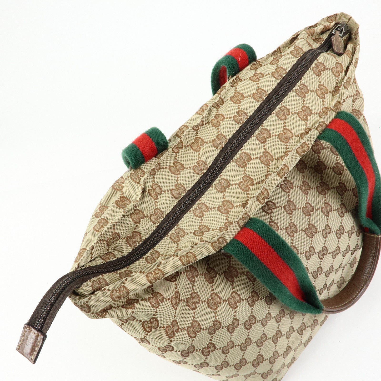 GUCCI Sherry GG Canvas Leather Tote Bag Hand Bag Beige Brown 131231