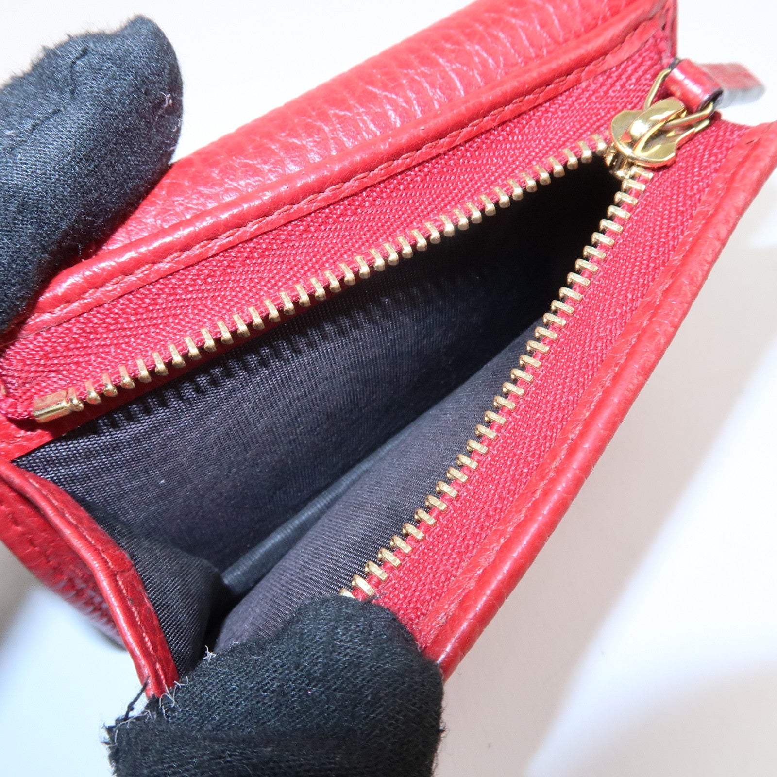 GUCCI GG Marmont Leather Bi-Fold Wallet Red 456126 Used