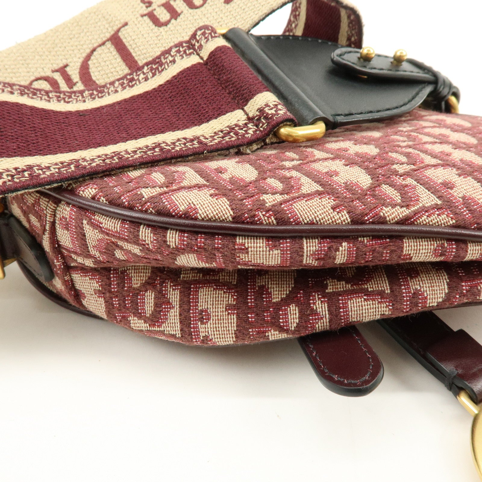Christian Dior Oblique Jacquard Leather Mini Saddle Bag Hand Bag