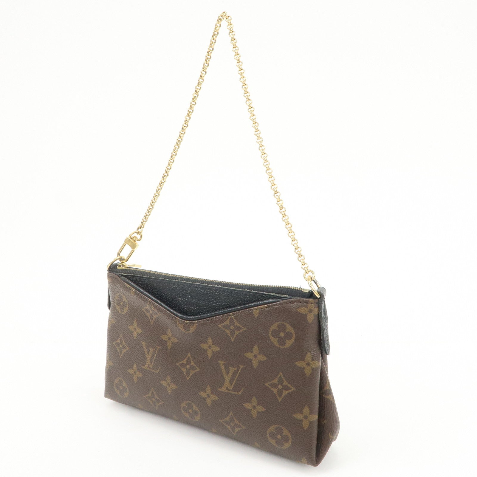 Louis Vuitton Monogram Pallas Clutch 2Way Shoulder Bag Noir M41639