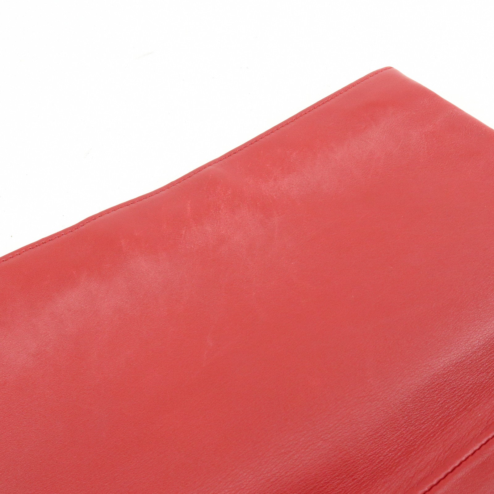 SAINT LAURENT PARIS Leather Clutch Bag Flat Pouch Red 328198